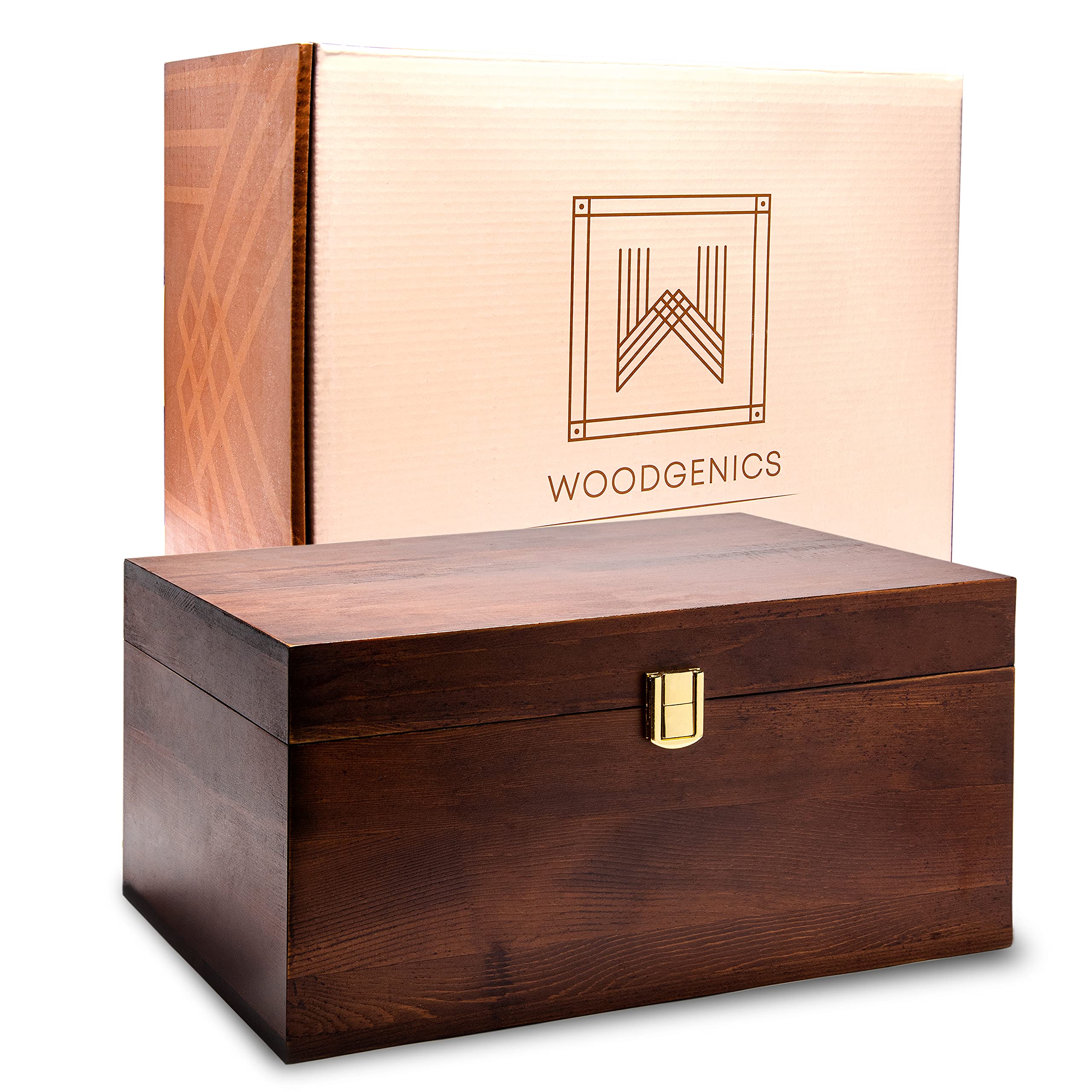 Wooden Keepsake Box with Lid - Large Storage for Memories & Gifts (Chocolate Brown) - Perfect for Jewelry & Home Decor