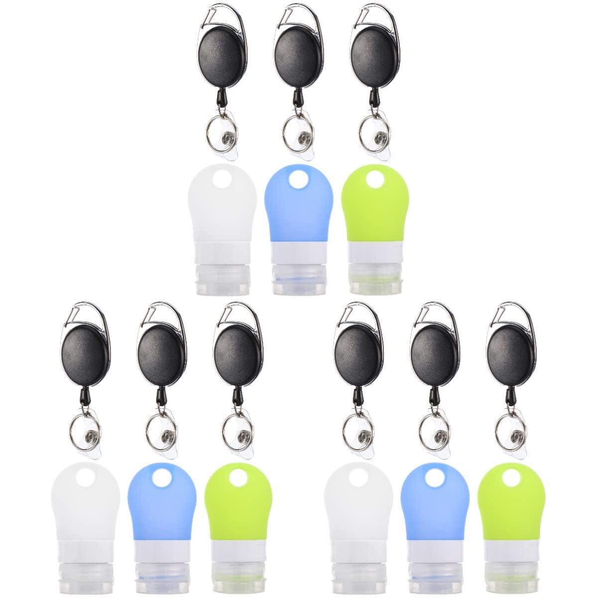 FRCOLOR 18-Piece Silicone Travel Bottles Set with Stretchable Lanyard - Leak-Proof Shampoo Containers for Toiletries, Cosmetics & Liquids - Perfect for Air Travel, Gym, Camping & Vacation Essentials