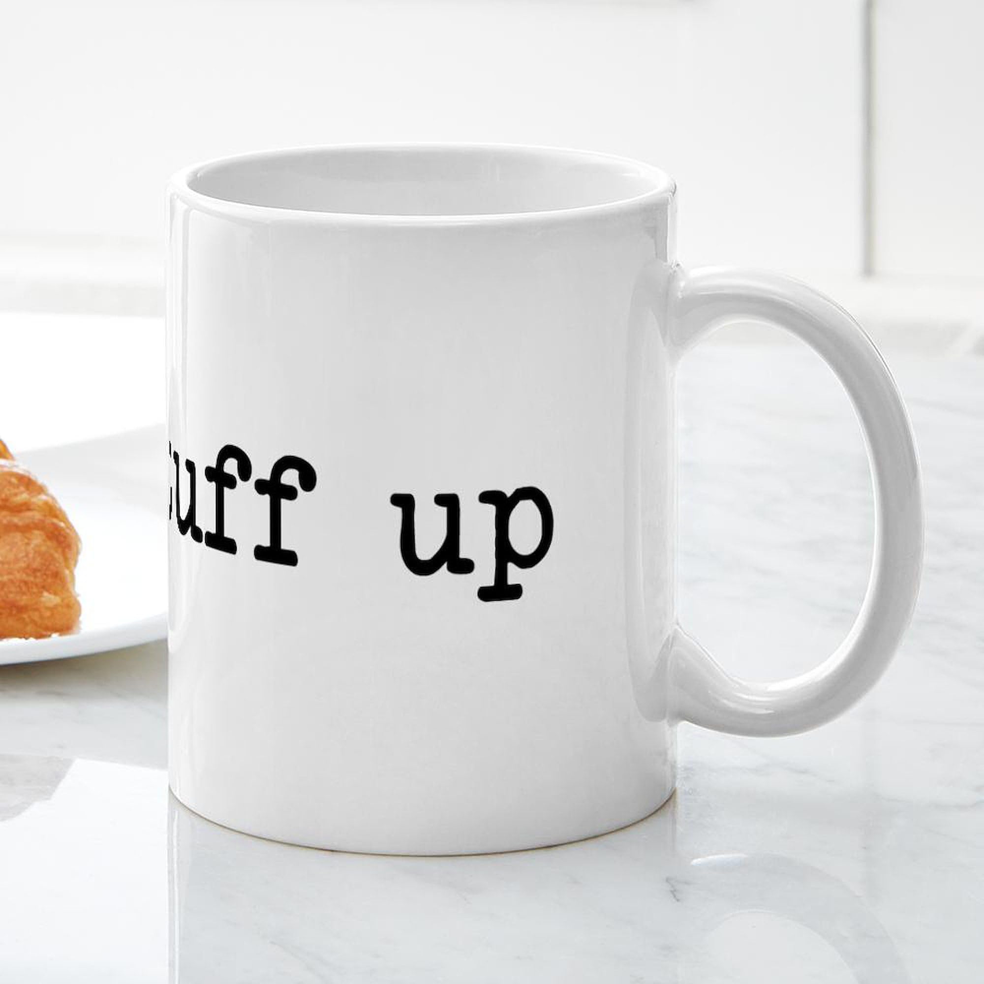 CafePress I Make Stuff Up Mug - 11 oz (325 ml) Ceramic Coffee Cup with Handle - Funny Novelty Gift for Writers, Teachers & Creative Professionals - Perfect for Office, Home & Coffee Breaks