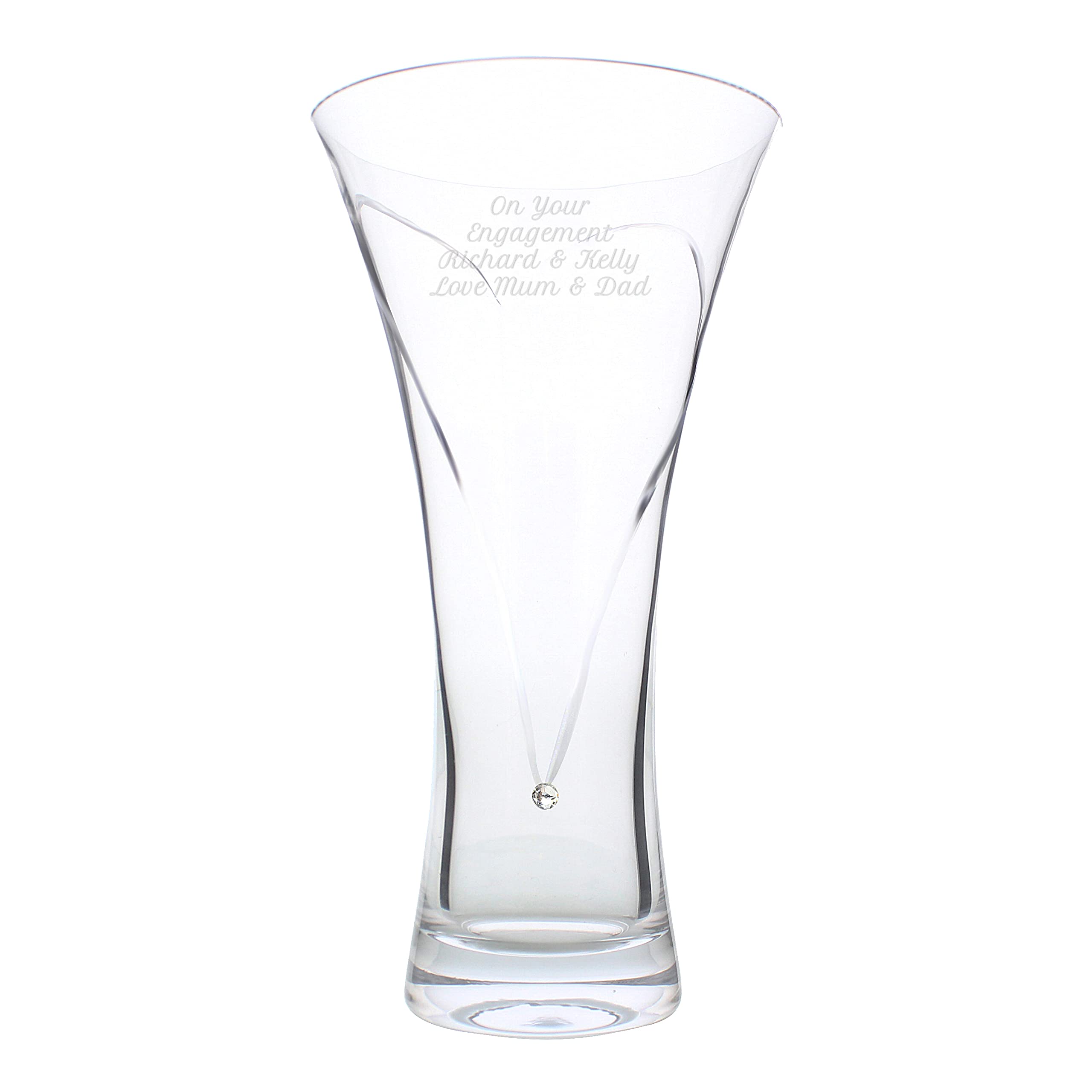 Personalized Diamante Vase with Etched Heart Design - Custom Engraved Glass Vase for Home Decor, Anniversary, Birthday, Retirement Gifts for Women, Mom, Wife - Perfect for Wedding, Valentine's Day & Housewarming