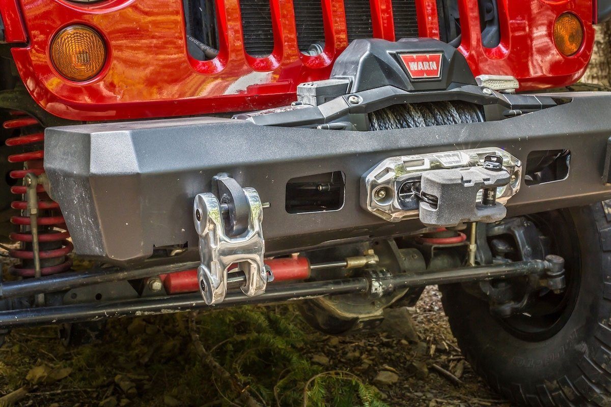 2007-2017 Jeep Wrangler JK & 2018-2024 Wrangler JL & 2020+ Gladiator JT Stubby Crawler Front Bumper - Heavy Duty Off-Road Bumper for Rock Crawling & Trail Riding