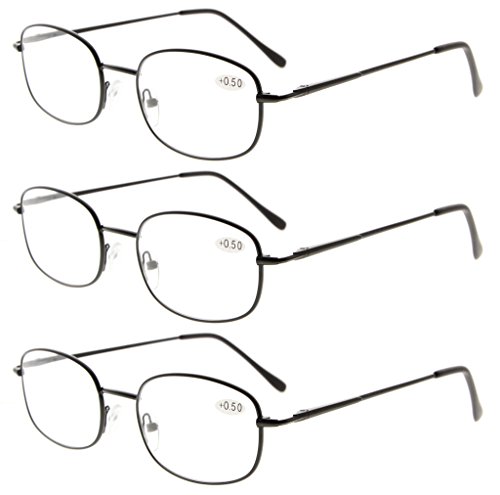 Eyekepper Reading Glasses for Men & Women - 3 Pack Fashion Readers with Spring Hinges - Lightweight Comfortable Eyewear for Reading, Working & Computer Use