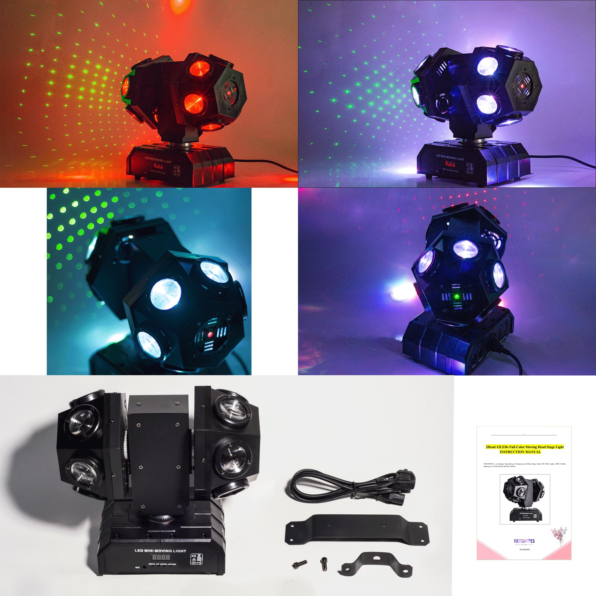 Professional Moving Head DJ Light - 360° Rotating Beam LED Stage Lighting with Sound Activation & DMX512 Control for DJ, KTV, Disco, Wedding, Concert, Festival - Perfect for Nightclubs, Live Shows, and Event Uplighting