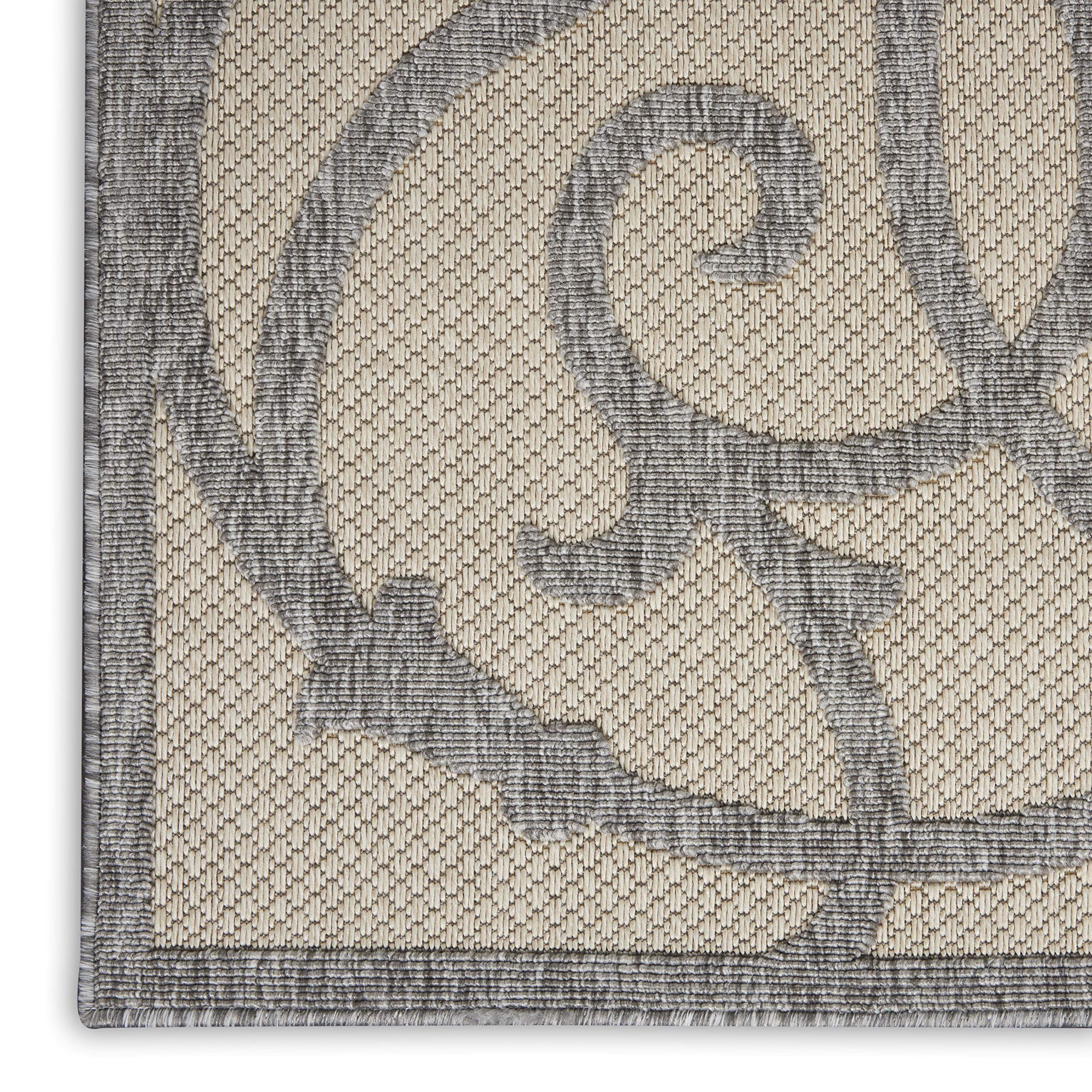 Nourison Palamos 6' x 9' Indoor/Outdoor Area Rug in Cream Grey - Easy to Clean, Non-Shedding, Stain Resistant - Perfect for Bedroom, Living Room, Dining Room, Backyard, Deck & Patio - Soft & Durable for Home Decor & Outdoor Entertaining
