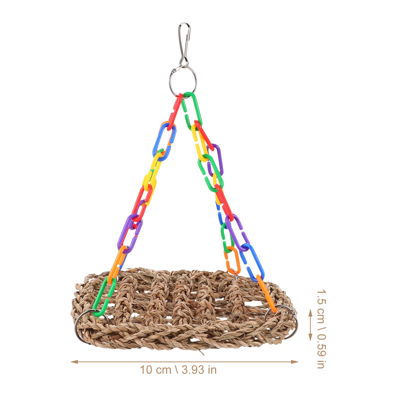 POPETPOP Bird Cage Swing - Woven Bird Perch for Budgies & Parakeets - Natural Wooden Chew Toy & Shredder - Hammock & Climbing Accessories for Parrots - Safe Teng Grass Plaything - Perfect for Cage Enrichment & Playtime