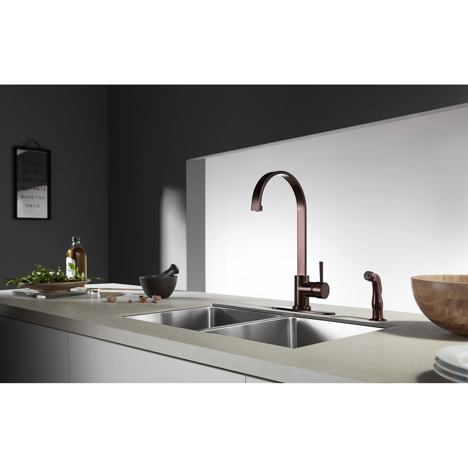 Kingston Brass LS8715DLSP Concord 8-Inch Spout Reach Kitchen Faucet in Oil Rubbed Bronze - Perfect for Modern Farmhouse & Traditional Kitchen Sinks