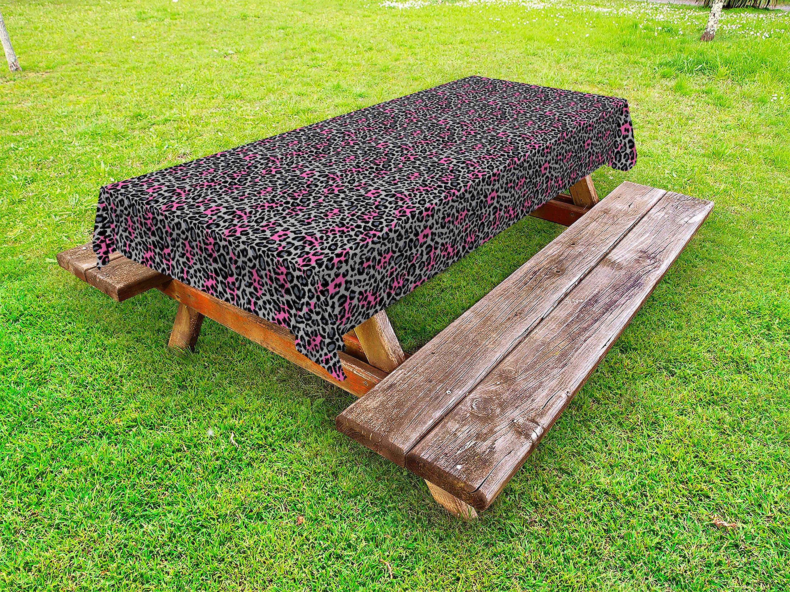Ambesonne Leopard Print Outdoor Tablecloth - Waterproof Washable Picnic Table Cover, 58