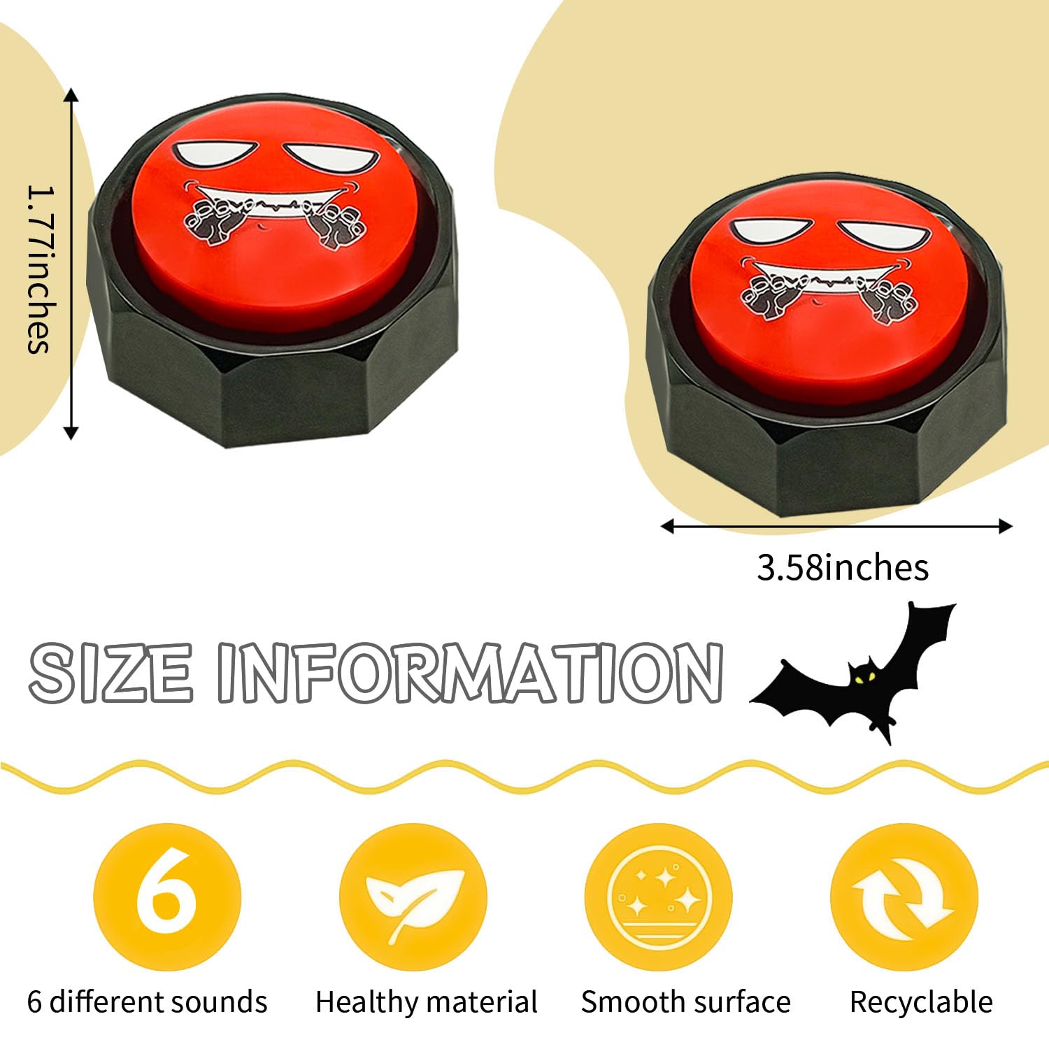 RIBOSY Evil Laugh Button - Wicked & Unusual Sound Effects for Pranks, Halloween, and Comedy - Portable Noise Maker for Parties, Gags, and Scares