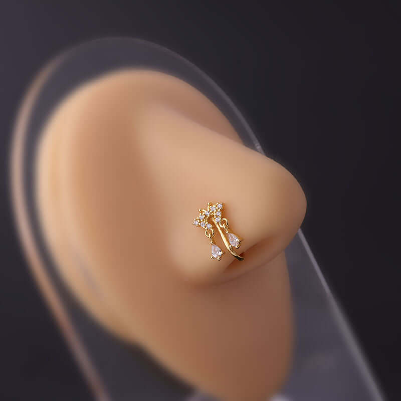 18K Gold Plated Fake Nose Ring & Nose Cuff - Elegant Pearl Nose Jewelry for Women | Perfect for Parties, Weddings & Special Occasions | HSPJ696