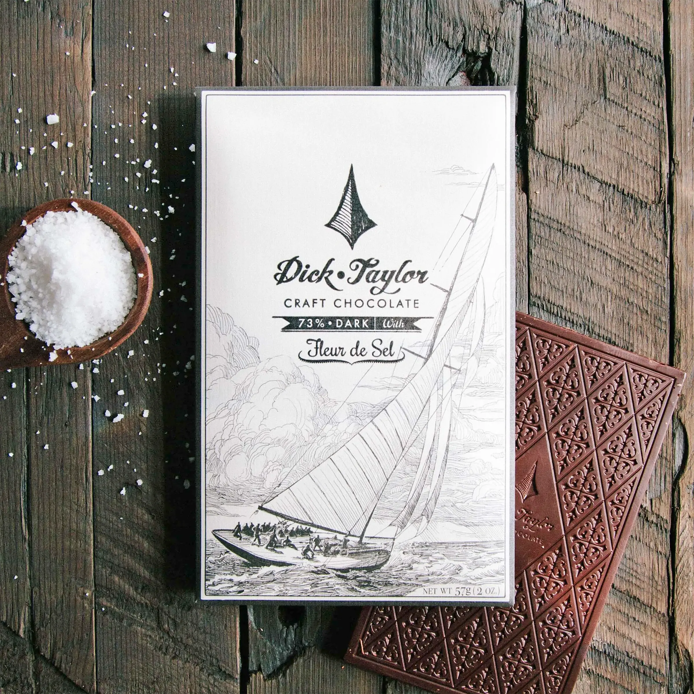 Dick Taylor Fleur de Sel 73% Dark Chocolate Bar - Premium Artisan Crafted Chocolate - Perfect for Gifts, Desserts & Gourmet Snacking