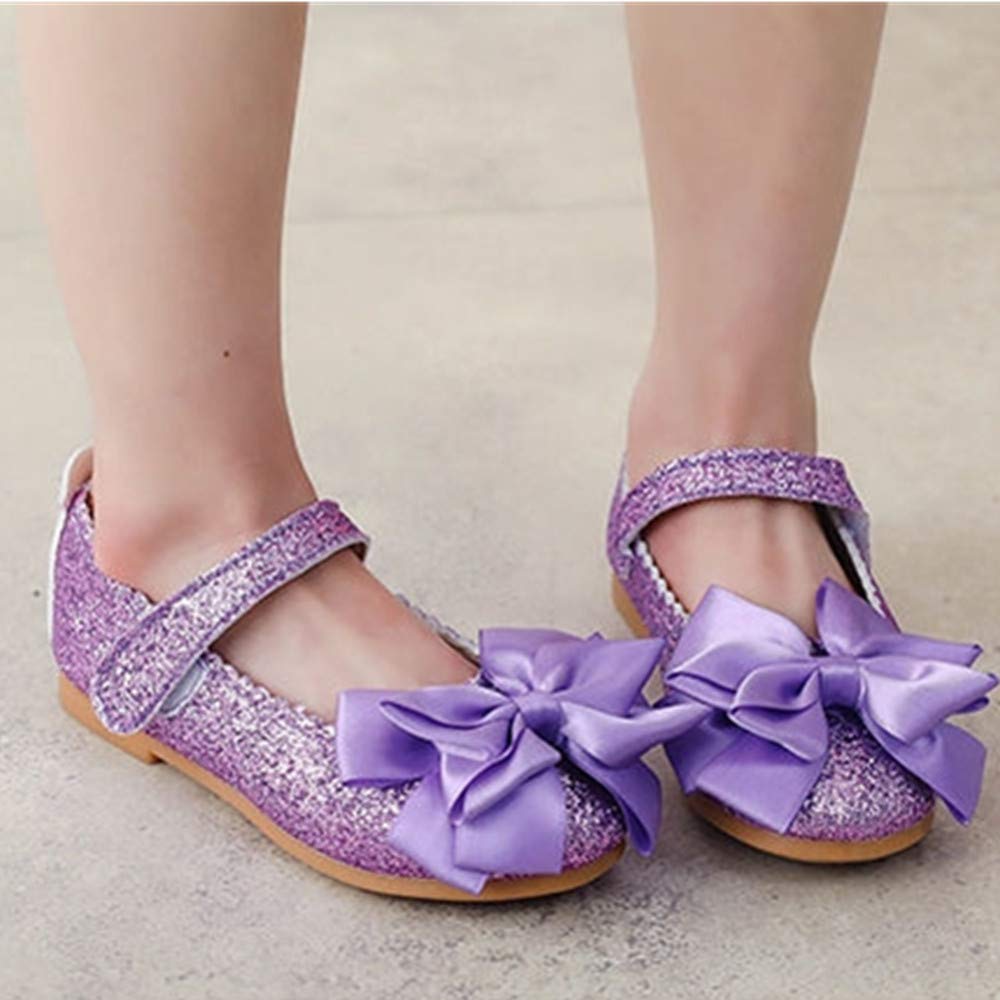 BININBOX Toddler Ballet Shoes for Girls - Sparkly Mary Jane Flats with Bowknot - Princess Dress Shoes for Wedding, Party & Dance Performance | Comfortable Kids Ballerina Shoes for Toddlers 1-3 Years