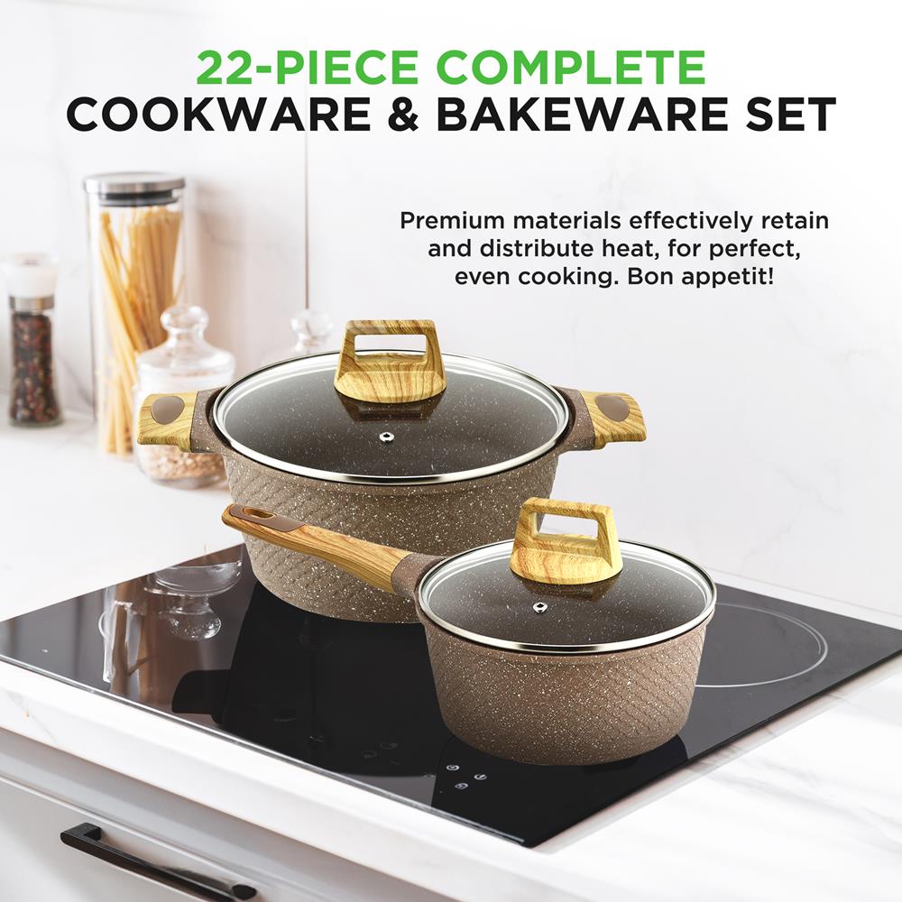 Premium 12-Piece Non-Stick Cookware and Bakeware Set for Home Kitchen - Pots, Pans & Baking Sheets for Cooking, Baking & Serving | Perfect for Family Dinners, Holiday Meals & Professional Chefs
