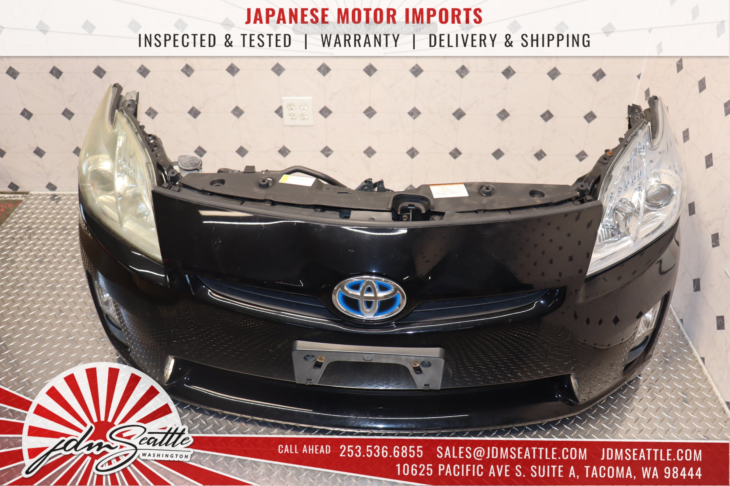 JDM 10-15 Toyota Prius Hybrid Front Bumper Replacement with Hood & Fenders in Black - Perfect for Car Restoration & Customization Projects