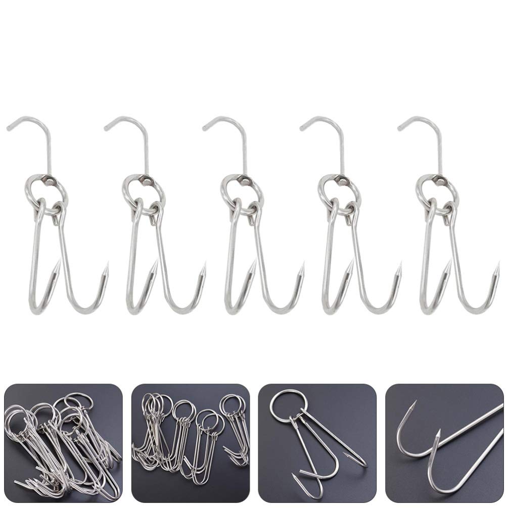 DOITOOL 10-Piece Stainless Steel BBQ Meat Hooks Set - Heavy Duty, Wear-Resistant for Roast Lamb, Poultry, Bacon & More | Perfect for Grilling, Smoking & Outdoor Cooking