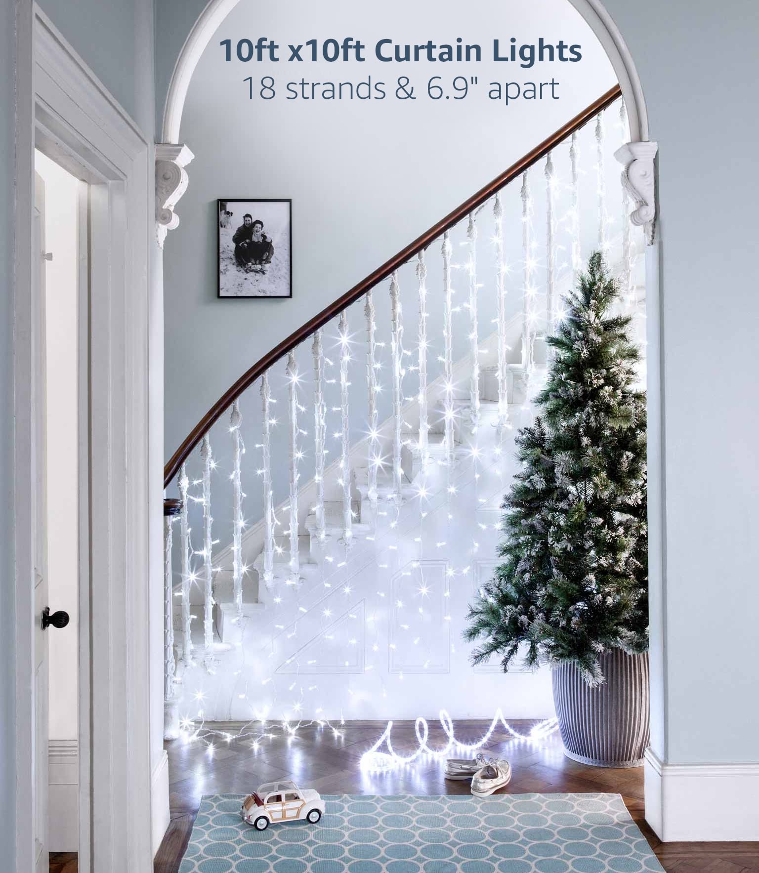 LED Fairy String Lights - 306 Cool White Curtain Lights for Bedroom, Wedding & Party Decor (10x10ft, 18 Strings) | Indoor/Outdoor Hanging Lights for Wall, Patio & Backdrop Decorations