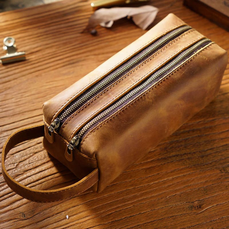 Premium Large Leather Pencil Case - Durable Pen Organizer for School, Office & Travel - Stylish Stationery Holder for Students & Professionals