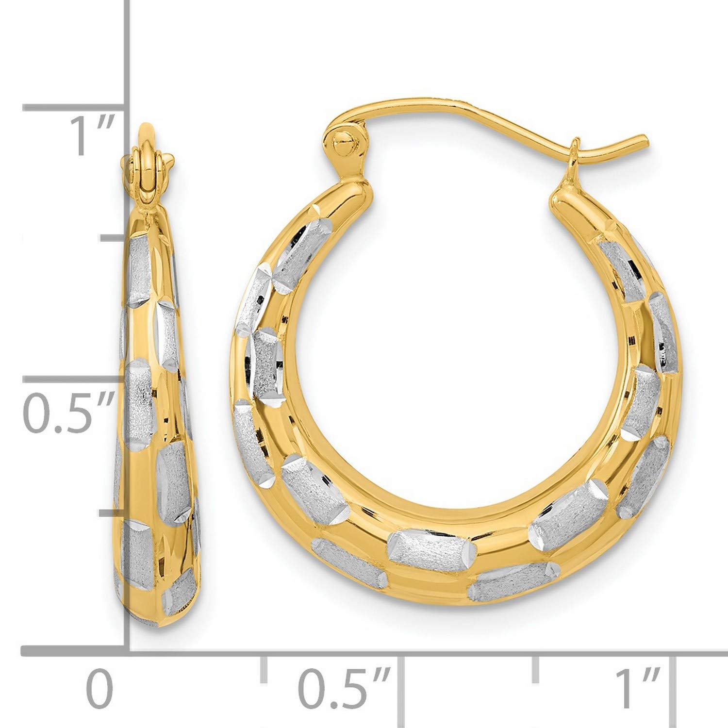 14K Multi-Tone Gold Polished & Satin Hoop Earrings - 20mm Elegant Dangle Earrings for Women, Perfect for Parties, Weddings & Everyday Wear