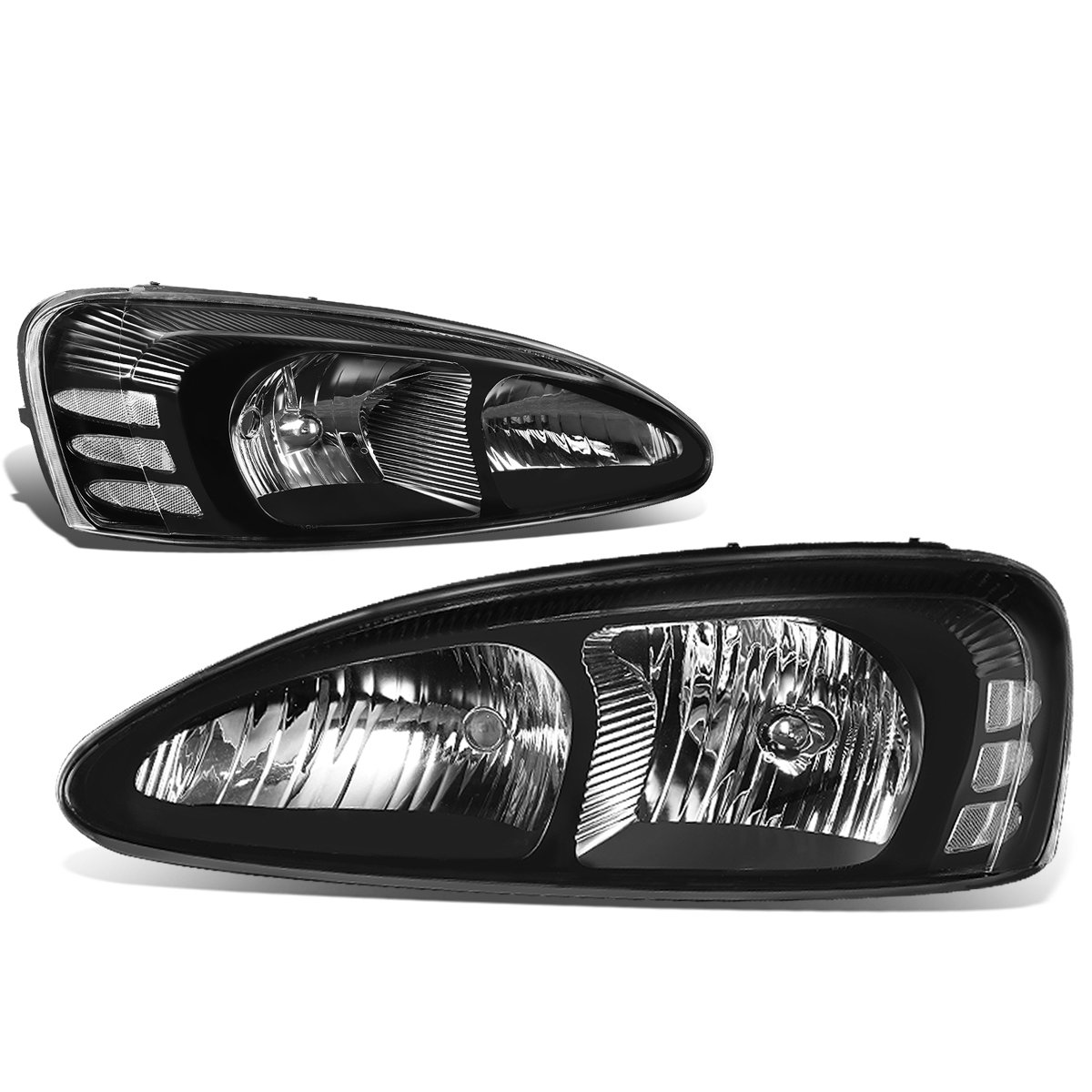Auto Dynasty Headlights for 2004-2008 Pontiac Grand Prix - Halogen Replacement (Black Housing) for Night Driving