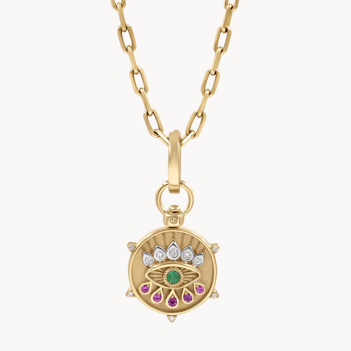 Hamsa and Evil Eye Double Sided Charm Pendant - Spiritual Protection Jewelry for Necklace, Bracelet & Home Decor - Perfect for Meditation, Yoga & Positive Energy