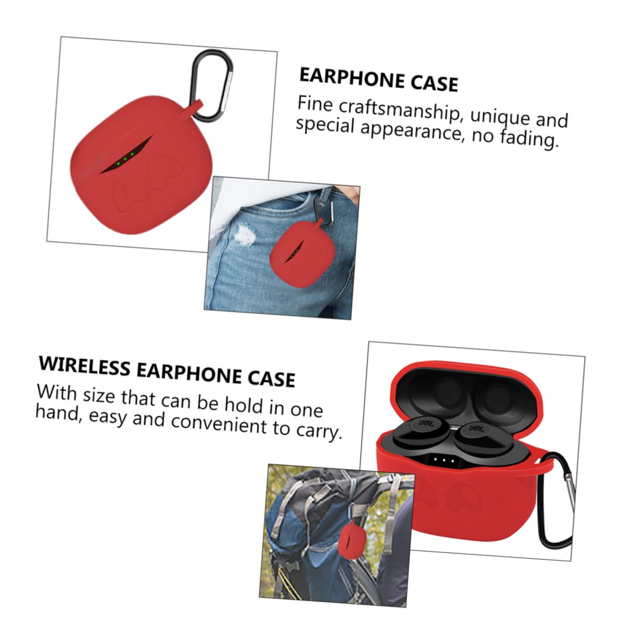 2 Pack Wireless Headphone Case - Durable Over-Ear Earbud Cover with Anti-Fall Protection (Red) for Travel, Gym & Daily Use
