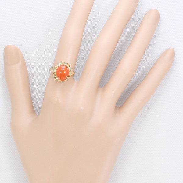 18K Yellow Gold Coral Ring for Women - Elegant Handmade Jewelry Gift for Her - Perfect for Weddings, Anniversaries & Special Occasions