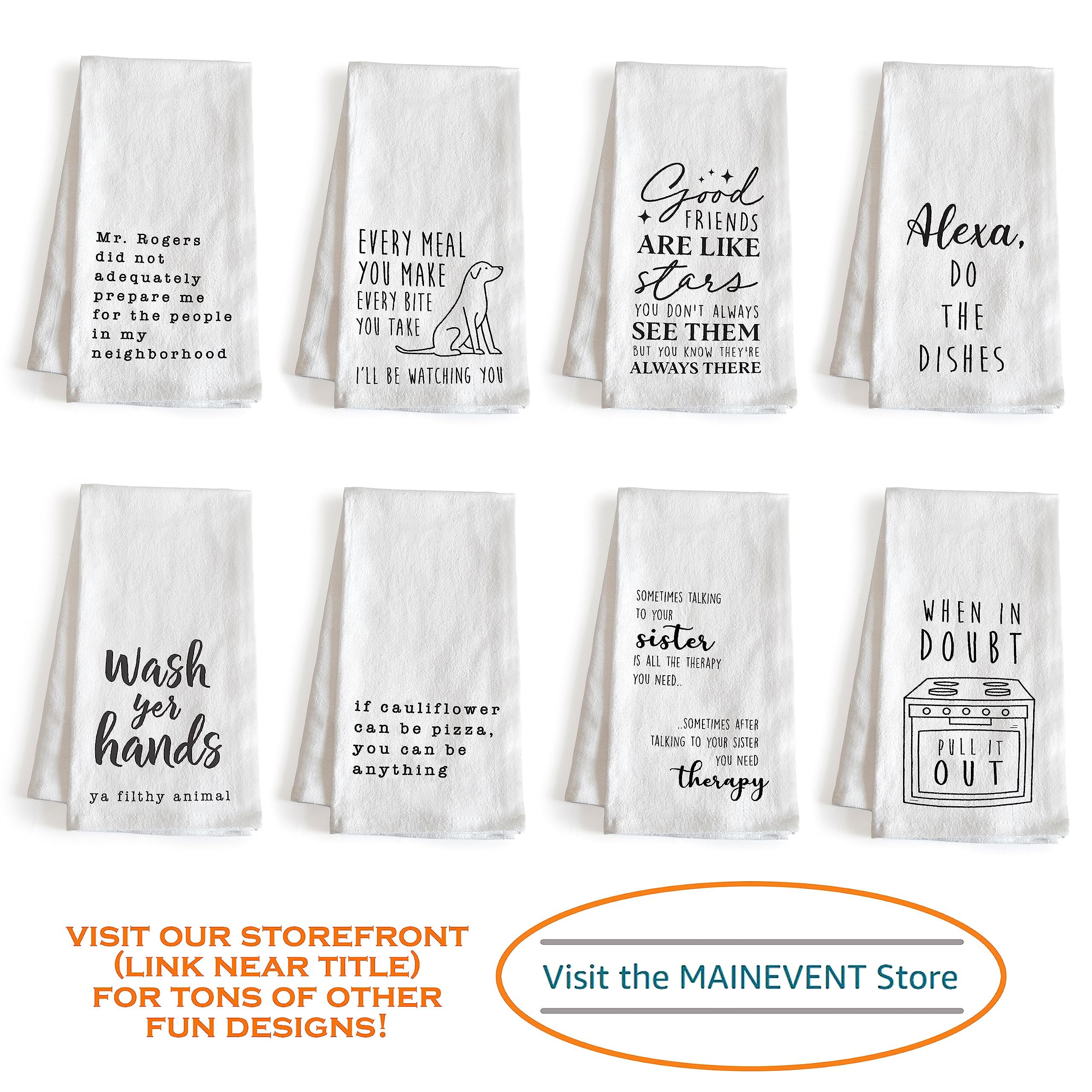 Good Friends Dish Towel 18x24 Inch - Funny Kitchen Towel with 'Good Friends Are Like Stars' Quote - Absorbent Cotton Tea Towel for Drying Dishes, Decorating Kitchen, and Hostess Gifts