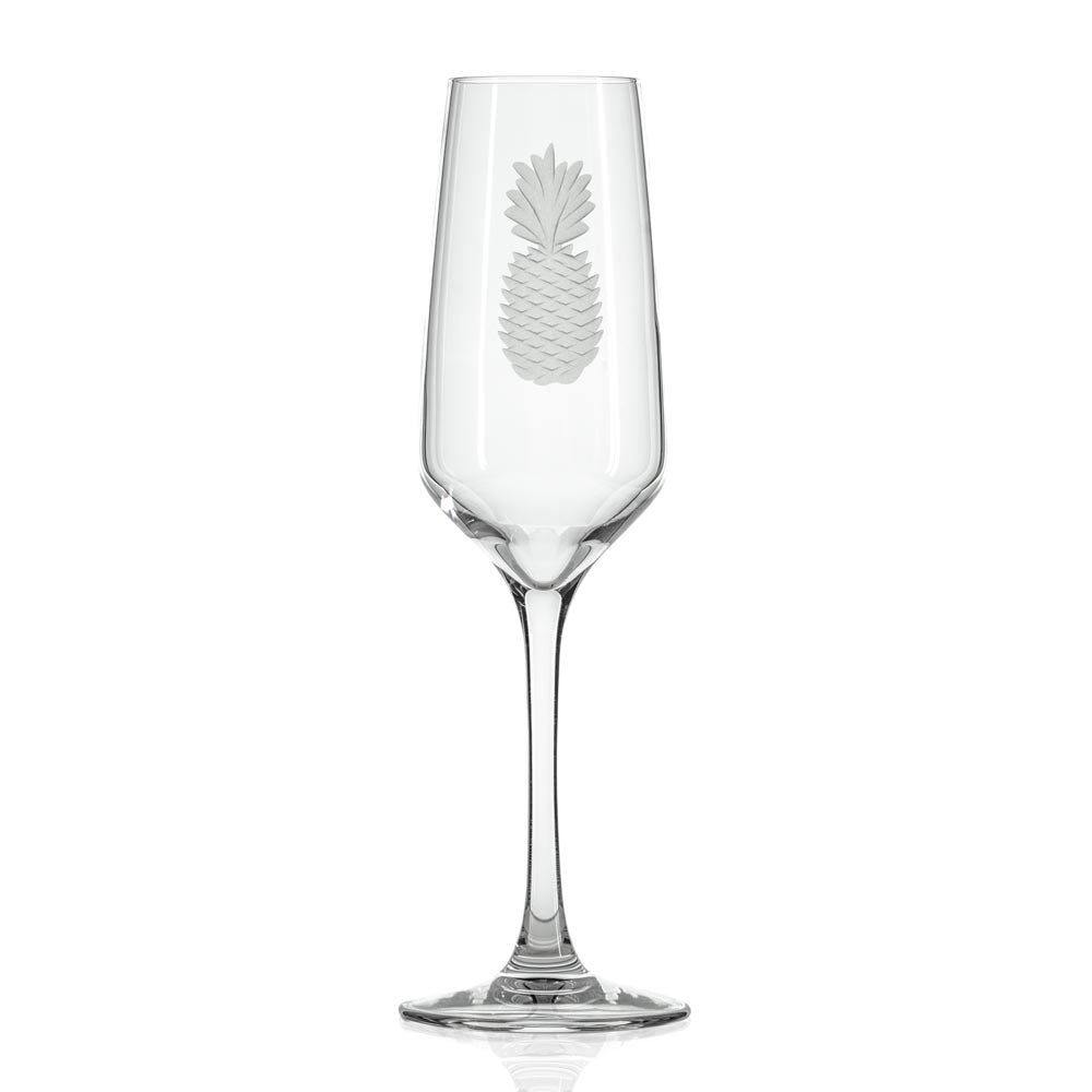 Fresh Pineapple 5.75oz Champagne Flutes - Set of 2 Elegant Glassware for Weddings, Parties & Romantic Dinners | BPA-Free & Dishwasher Safe
