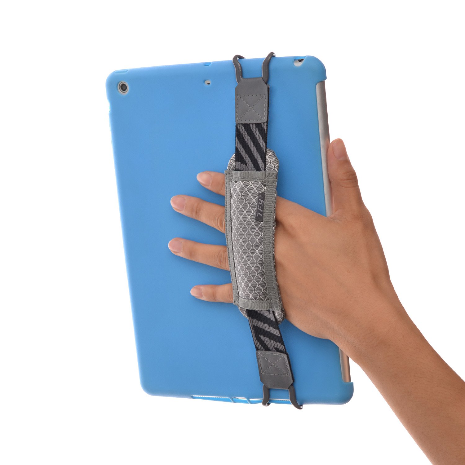 TFY Tablet Security Hand Strap Holder - Universal Grip for iPad, iPad Air, iPad Pro, Samsung & Nexus Tablets (Gray) | Anti-Slip Design for Reading, Gaming & Outdoor Use