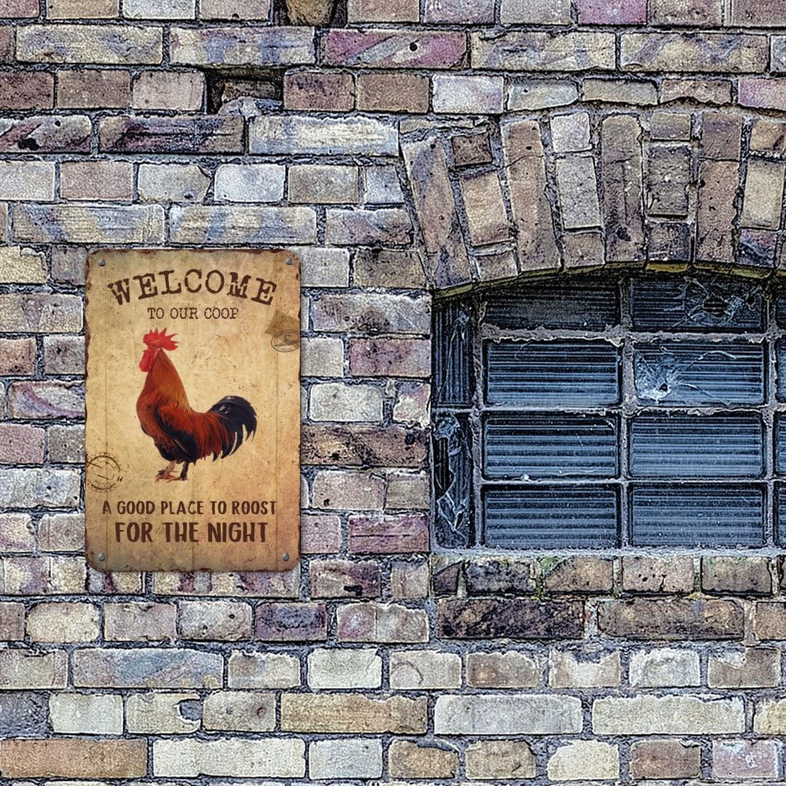 Rustic Rooster Metal Sign - UV Printed Aluminum Chicken Decor for Indoor & Outdoor Use - 12x8 Inch Garage, Bar, Courtyard Wall Art - Perfect for Farmhouse, Country Kitchen, and Garden Decor