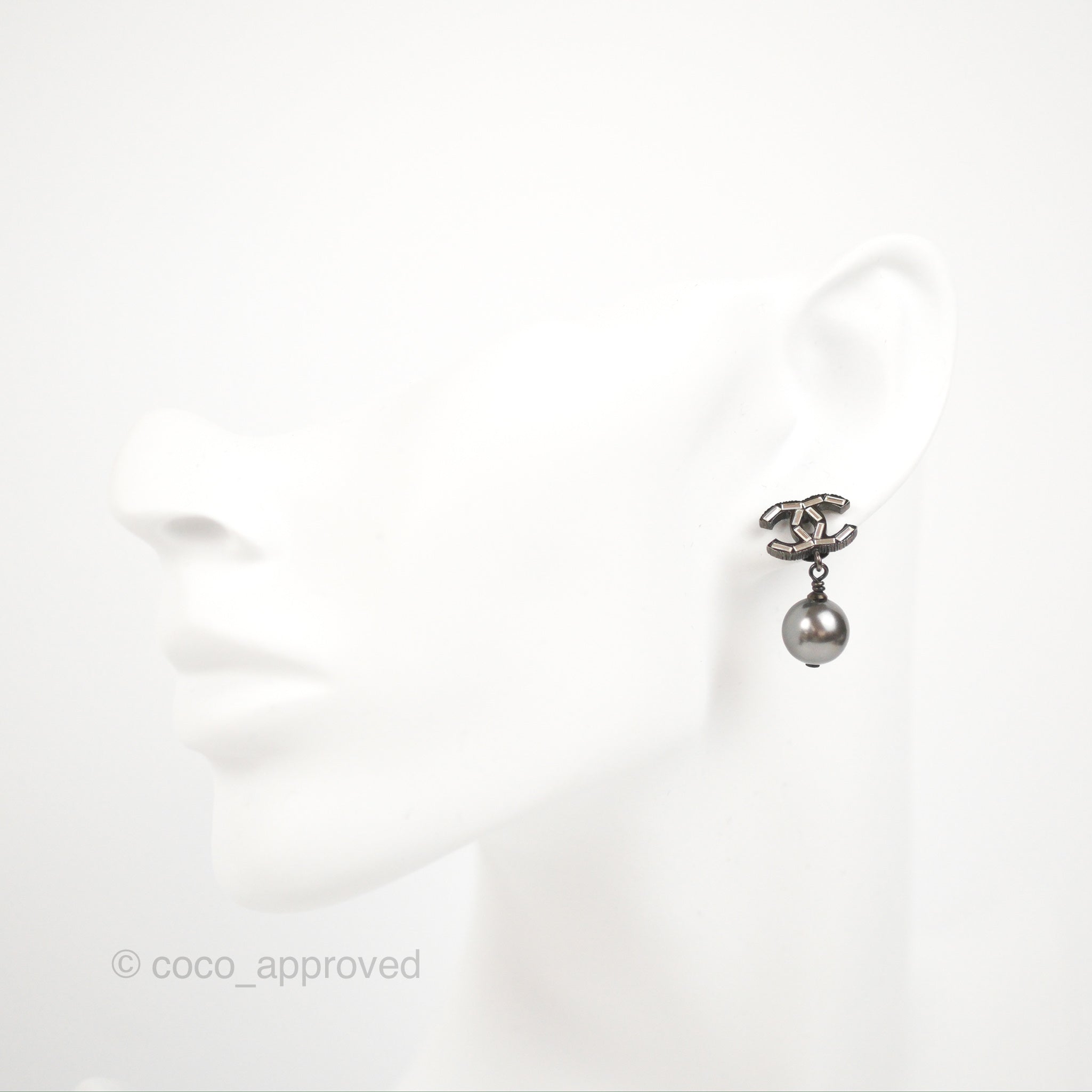 Chanel CC Black Bead Drop Earrings in Gun Metal - 19A Collection | Luxury Fashion Jewelry for Women | Perfect for Evening Parties & Special Occasions