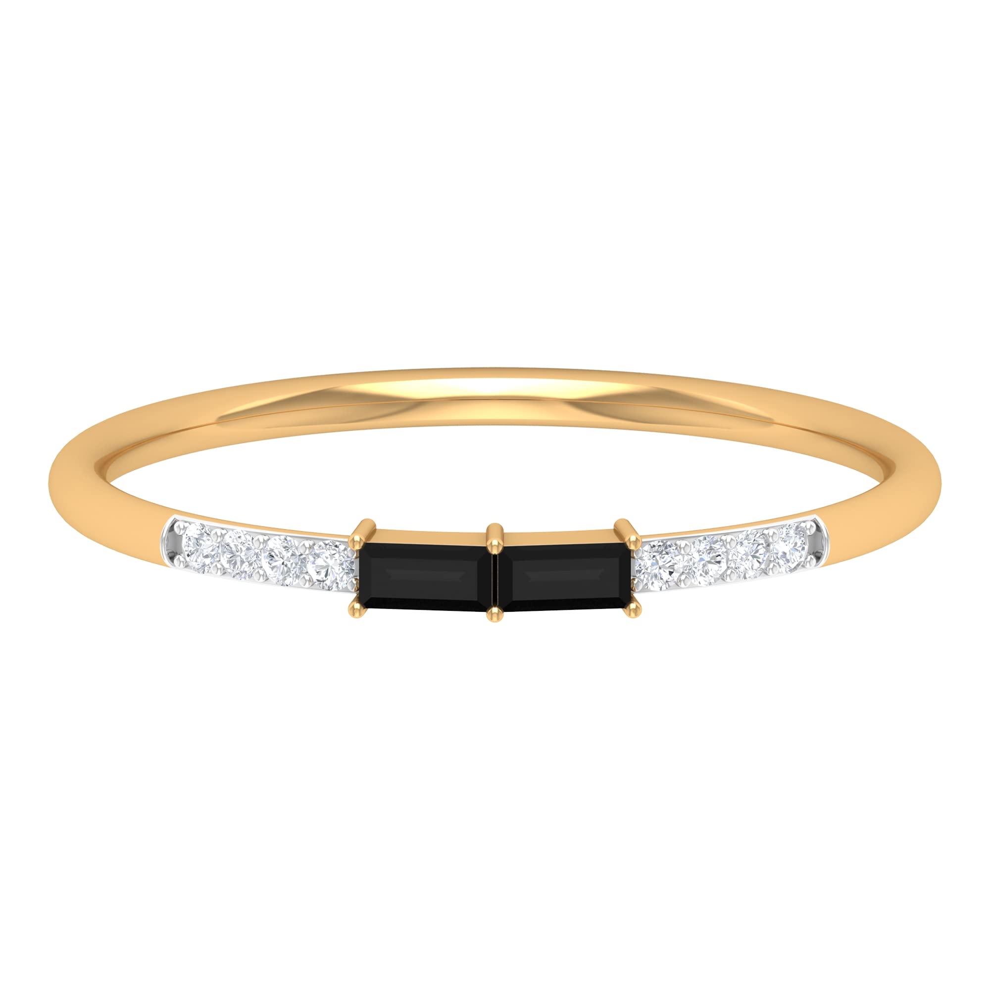 1/4 CT Black Spinel & Diamond Ring for Women - 14K Solid Gold Minimalist Ring with Natural Black Spinel - Perfect for Everyday Wear, Anniversary Gifts & Special Occasions