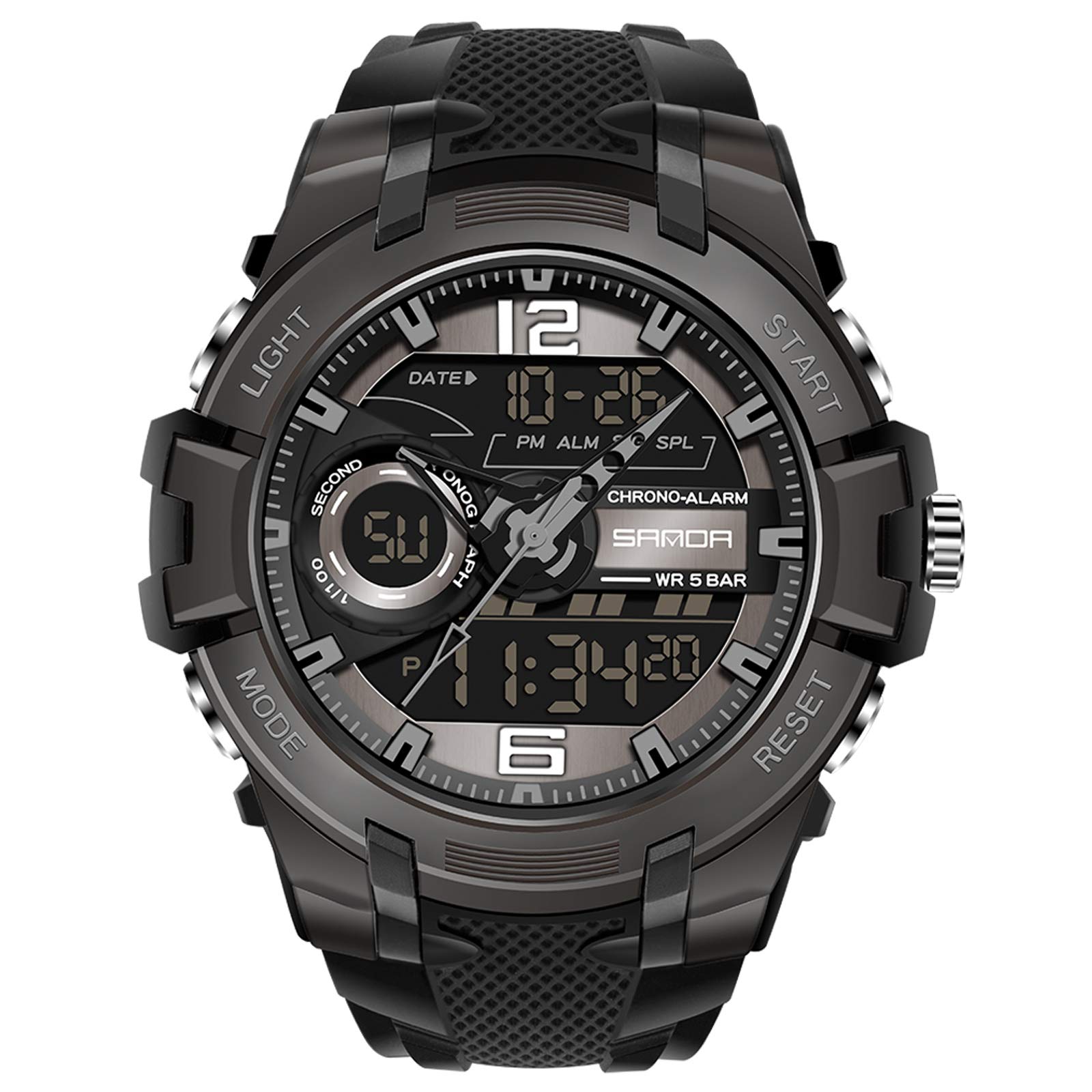 RORIOS Men's Digital Quartz Sports Watch - Waterproof Chronograph Wristwatch with Alarm & Timer - Perfect for Running, Gym, Outdoor Activities & Daily Wear