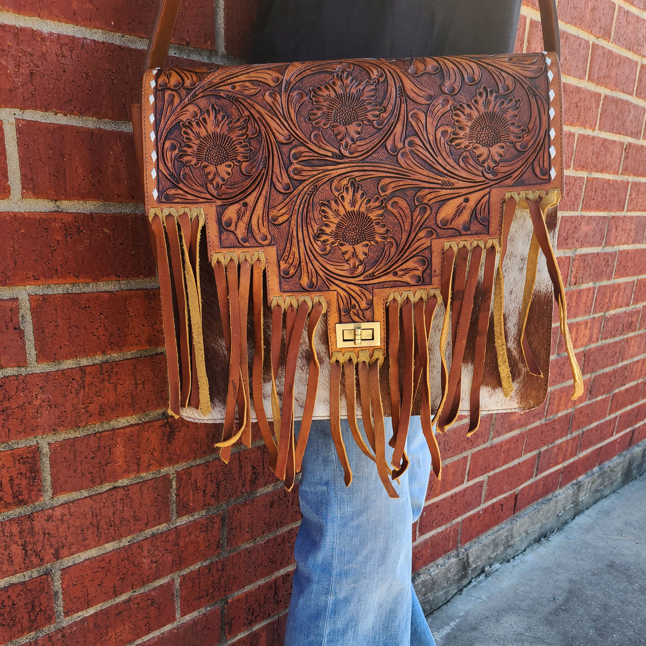 American Darling Conceal Carry Cowhide & Tooled Leather Briefcase Tote Bag for Women - Premium Work Bag, Office Organizer & Travel Accessory