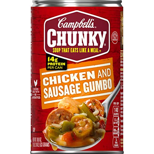 Campbell's Chunky Chicken & Sausage Gumbo Soup - 18.8 oz Cans (Pack of 12) | Hearty Comfort Food for Quick Meals, Camping & Emergency Preparedness
