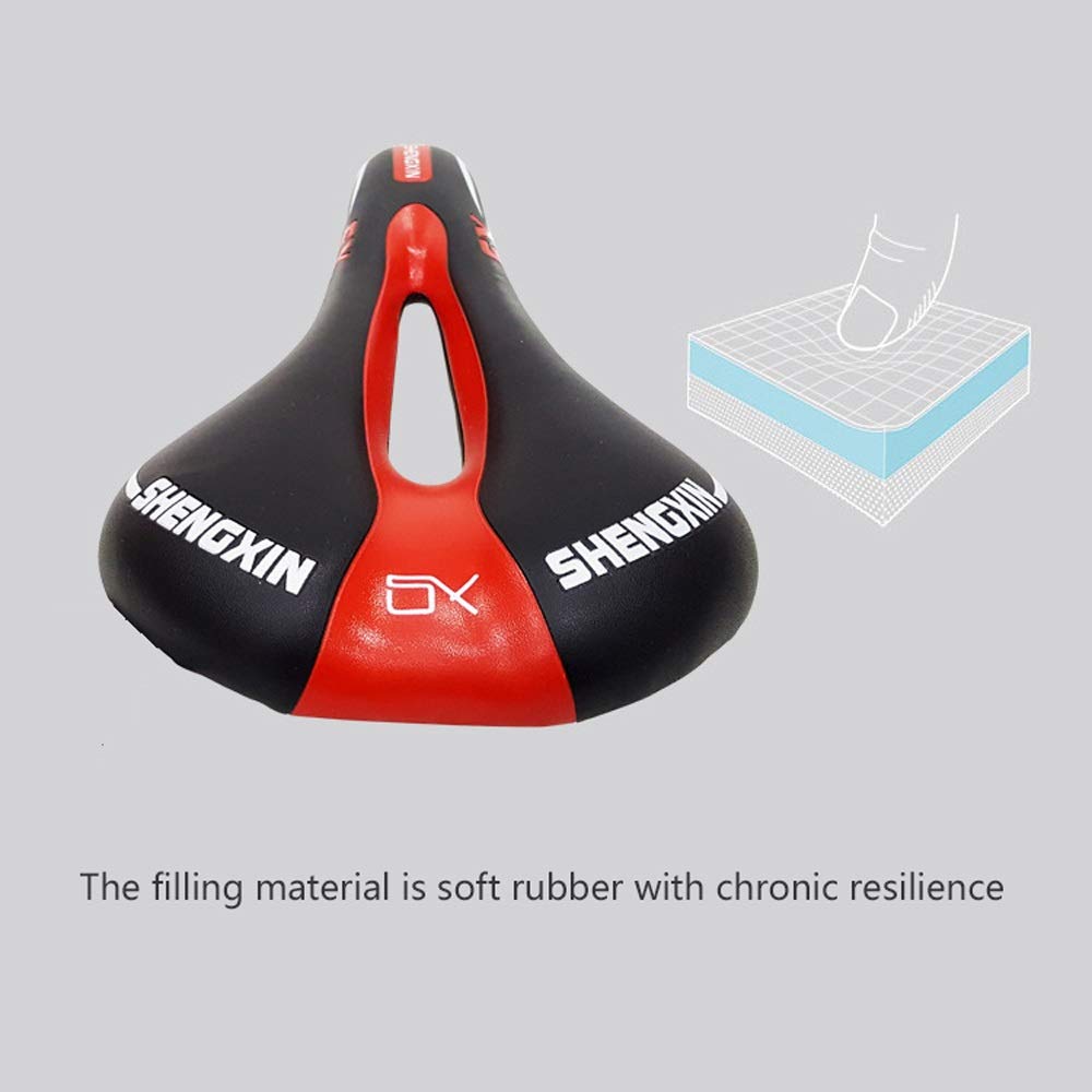 Premium Shockproof Bike Seat - Extra Wide & Soft Cushion with Middle Hole for Maximum Comfort - Fits MTB, Road, Folding & Exercise Bikes - Perfect for Long Rides, Commuting & Indoor Cycling Workouts