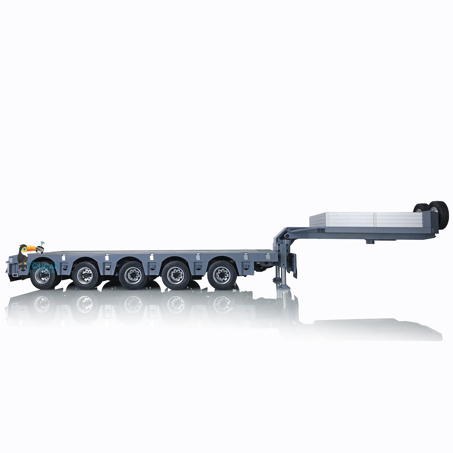 1/14 Scale Metal CNC Heavy Duty 5-Axle Steering Trailer with Extra Flat 2-Axle Module & Stickers - Compatible with TAMIYA RC Tractor Trucks - Perfect for RC Construction & Farm Vehicle Simulation
