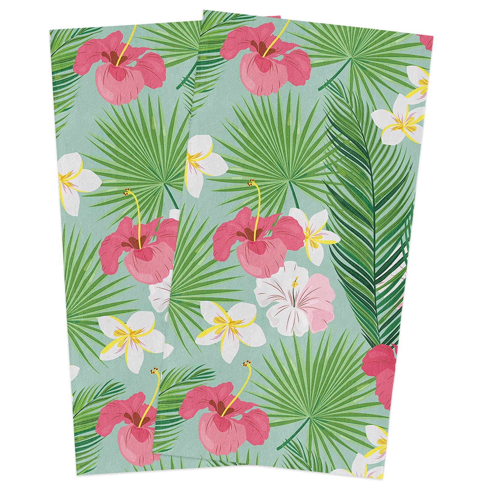 Super Absorbent Soft Microfiber Kitchen Dish Towels 2 Pack - Tropical Red Hibiscus Flower Design for Dish Drying, Hand Wiping & Cleaning | Perfect for Kitchen, Bathroom, Bar & Tea Time