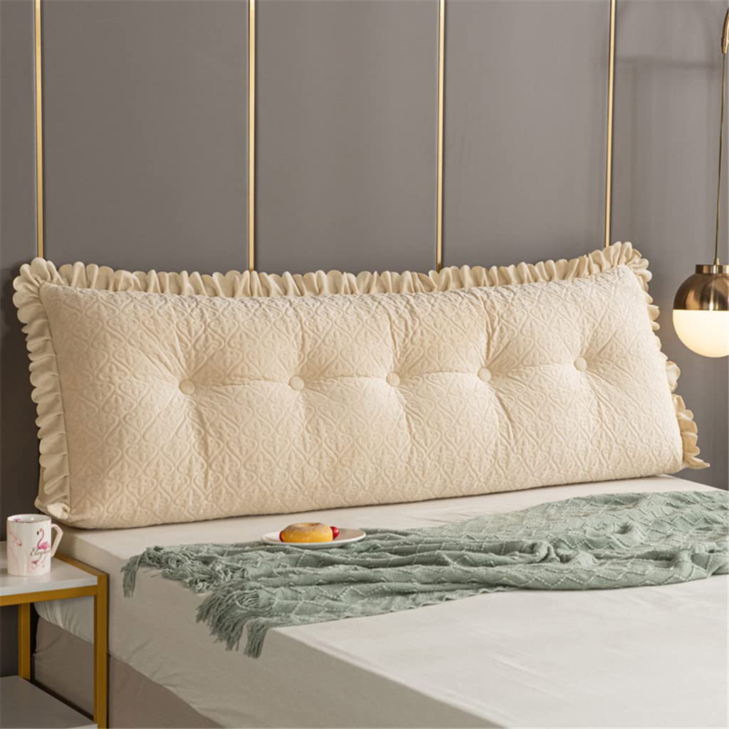 Queen Size Large Bolster Cushion Headboard Backrest Wedge Pillow - 150x20x50cm Beige Triangular Bed Rest Support Pillow for Reading in Bed, Daybed, Sofa & Lounge Comfort | Perfect for Back Pain Relief, Nursing & Relaxation