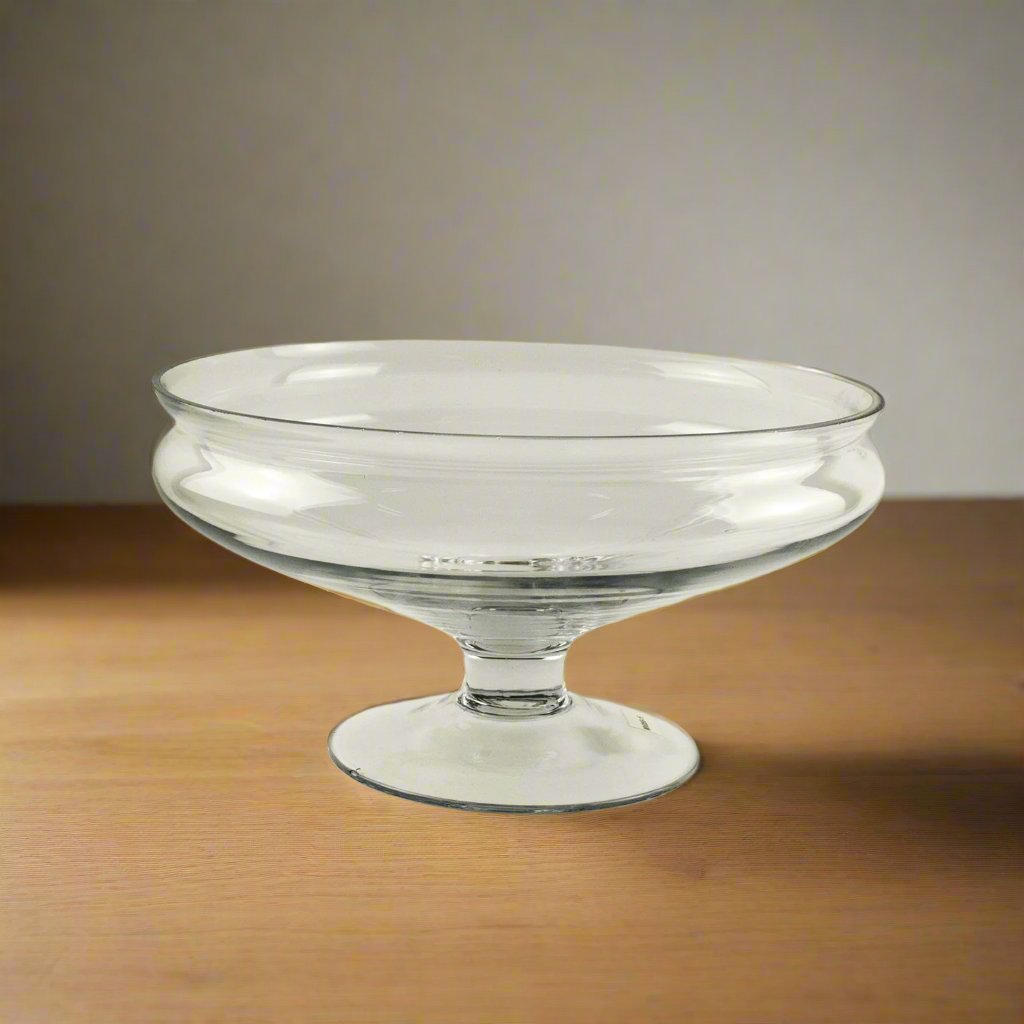 12x7 Short Footed Glass Bowl - Elegant Serving Bowl for Desserts, Salads, and Snacks - Perfect for Parties, Dining, and Home Decor
