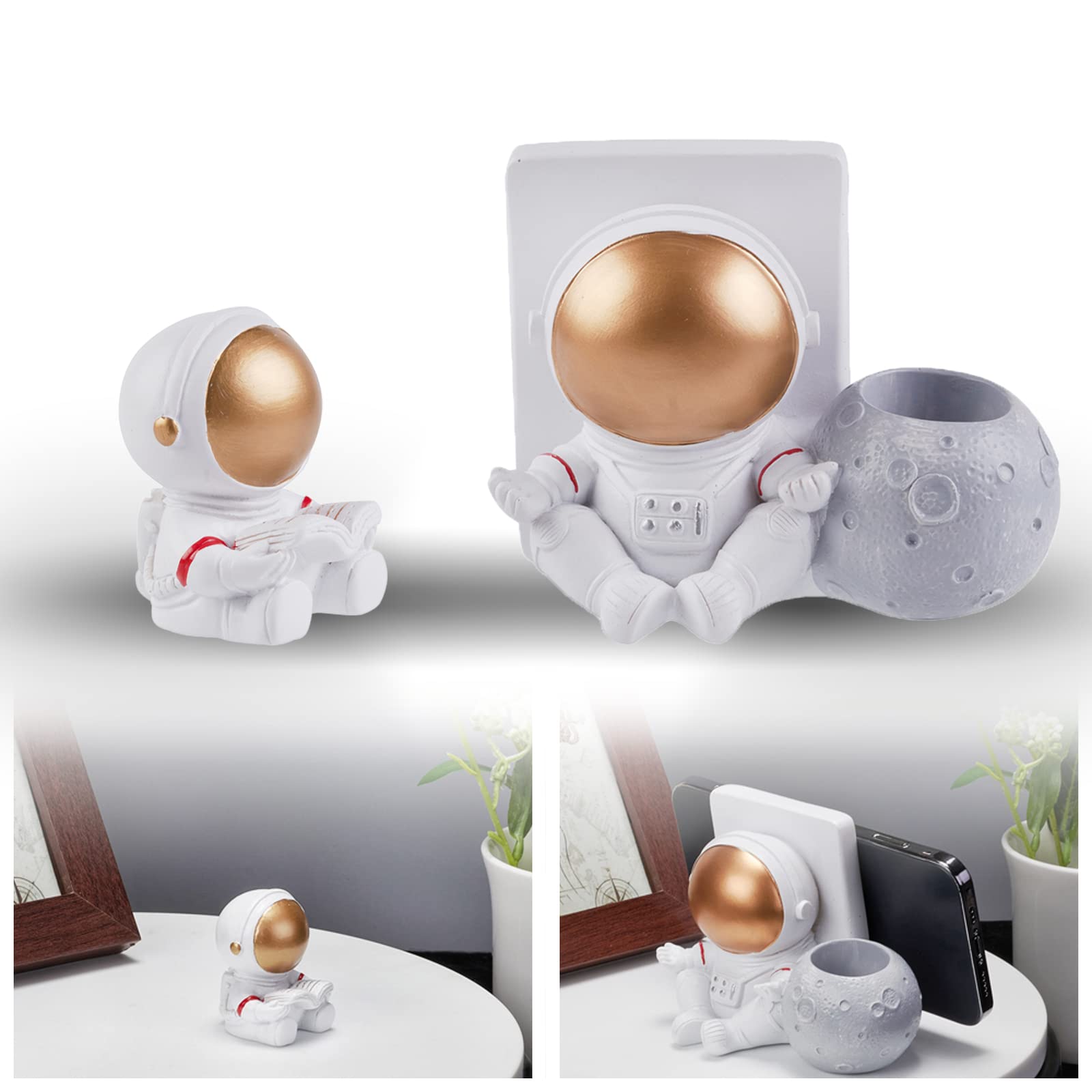 Multifunctional Astronaut Phone Stand & Pen Holder - Spaceman Cell Phone Dock with Pencil Container, Cute Desktop Organizer for Office, Home, and Gifts | Perfect for Work, Study & Space-Themed Decor