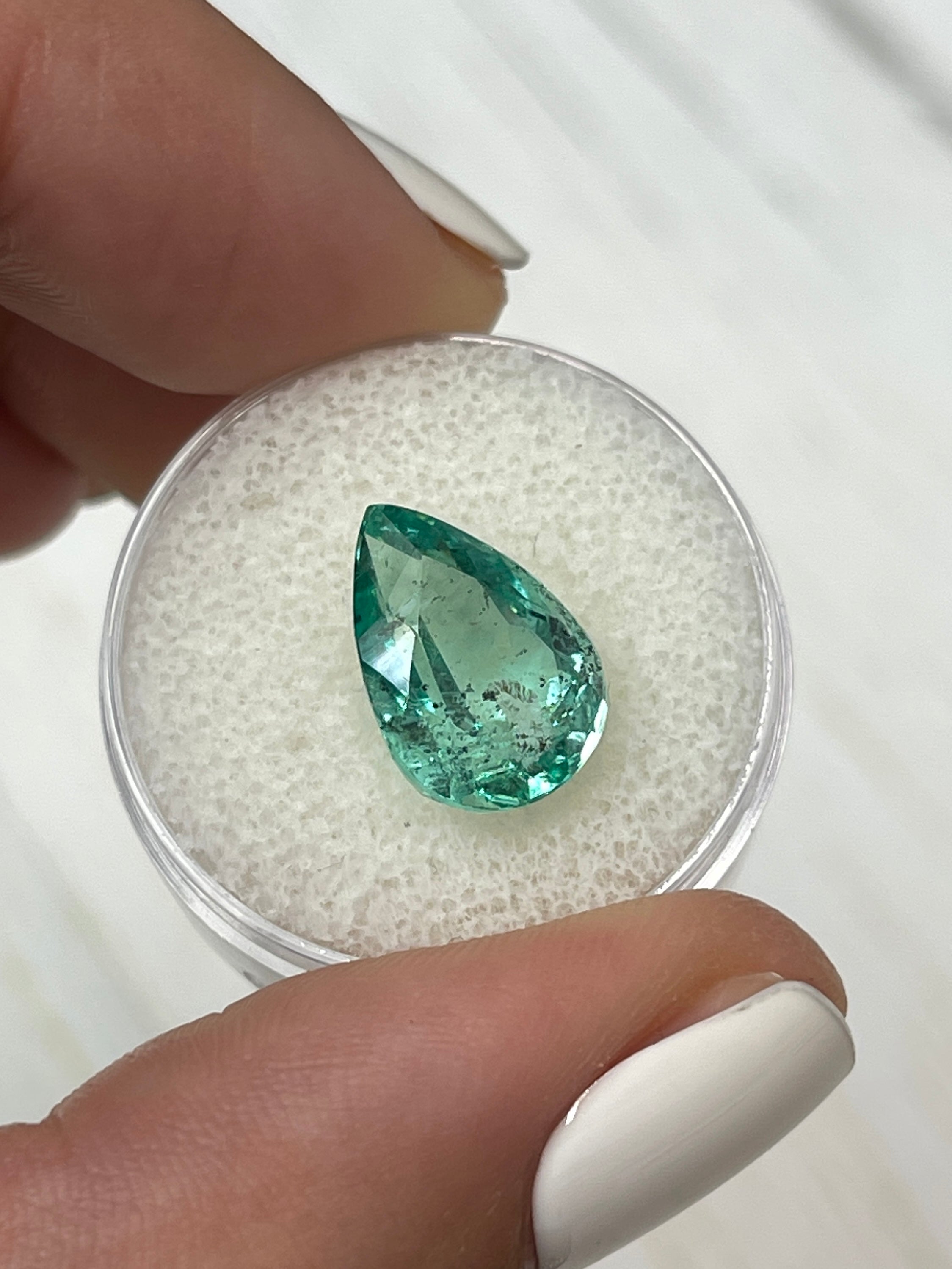 5.20 Carat 14x10mm Natural Loose Colombian Emerald Pear Cut Gemstone - Vivid Green with Unique Inclusions for Jewelry Making, Engagement Rings & Collector's Items