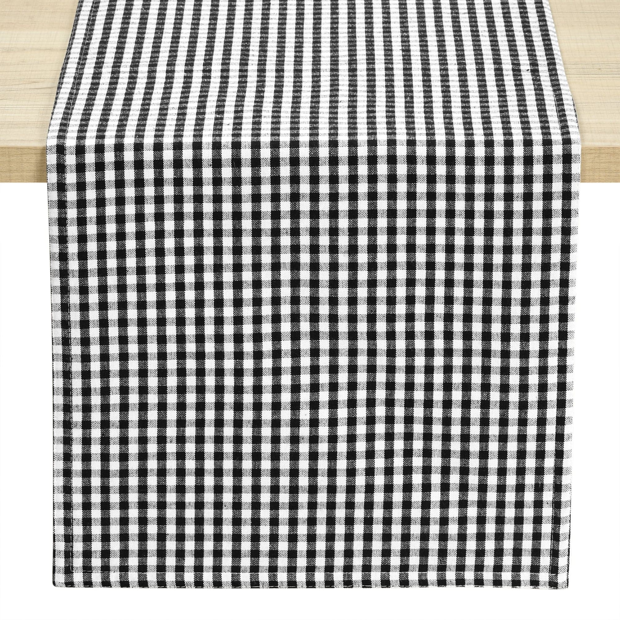 Stylish Gingham Check Yarn-Dyed Cotton Table Runner - Perfect for Farmhouse Dining Tables, Kitchen Decor & Wedding Centerpieces