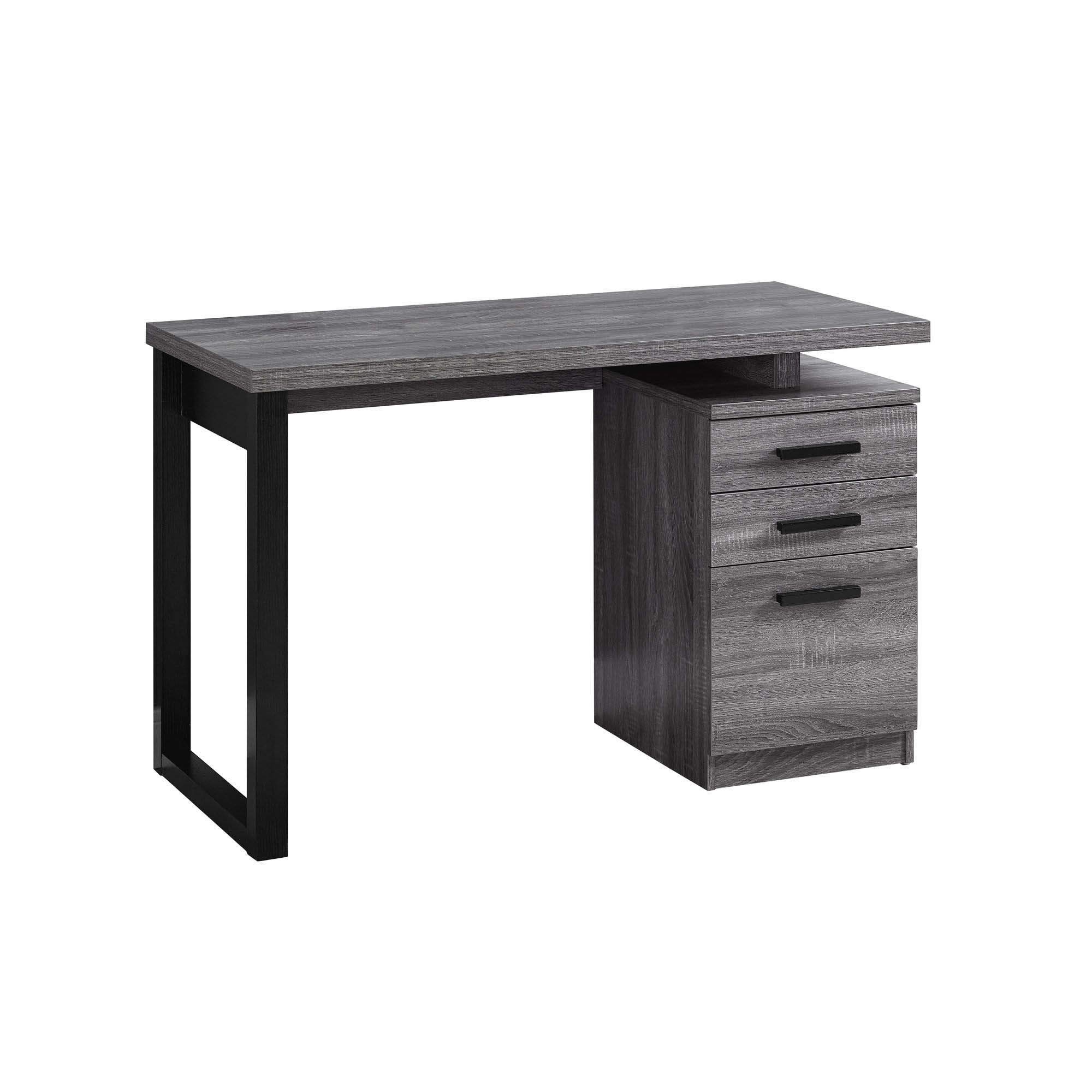 Offex 48 Inch Black and Grey Wooden Computer Desk with Storage Drawers - Left or Right Facing Home Office Desk for Work, Study & Gaming
