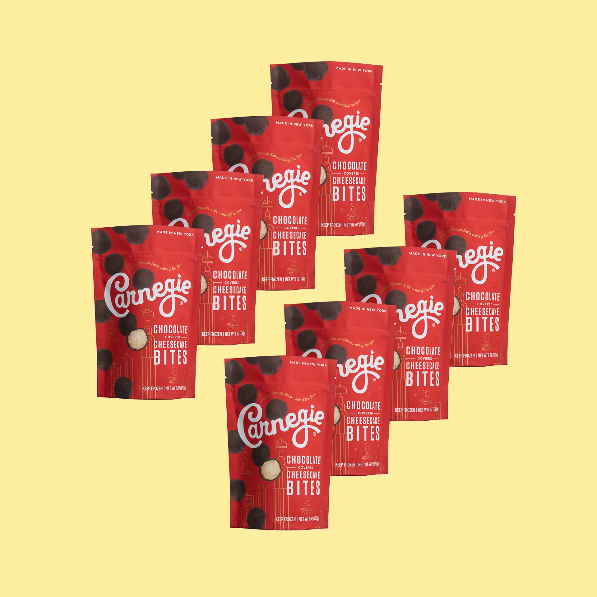 Carnegie Deli Chocolate Covered Cheesecake Bites - Gourmet Dessert Snacks 6oz (Pack of 8, 80 Bites) | Indulgent Treat for Parties, Gifts & Movie Nights