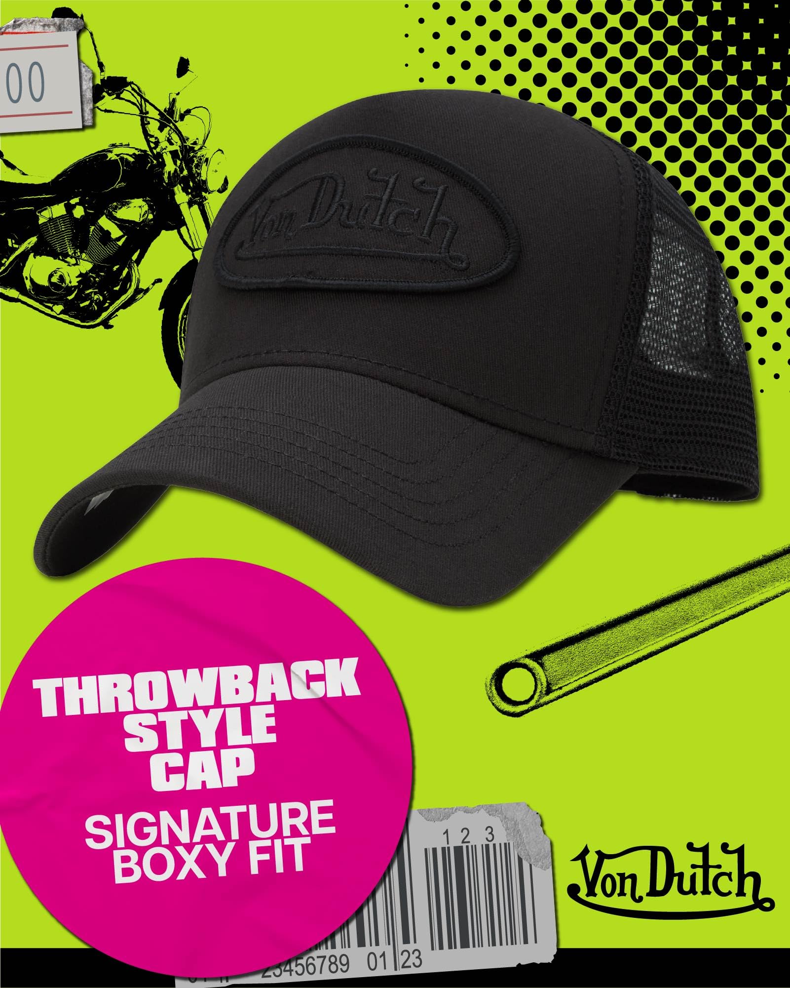Von Dutch Classic Trucker Hat for Men & Women - Retro Adjustable Snapback Cap with Breathable Mesh Back & Curved Bill - Perfect for Outdoor Activities, Sports, and Casual Wear