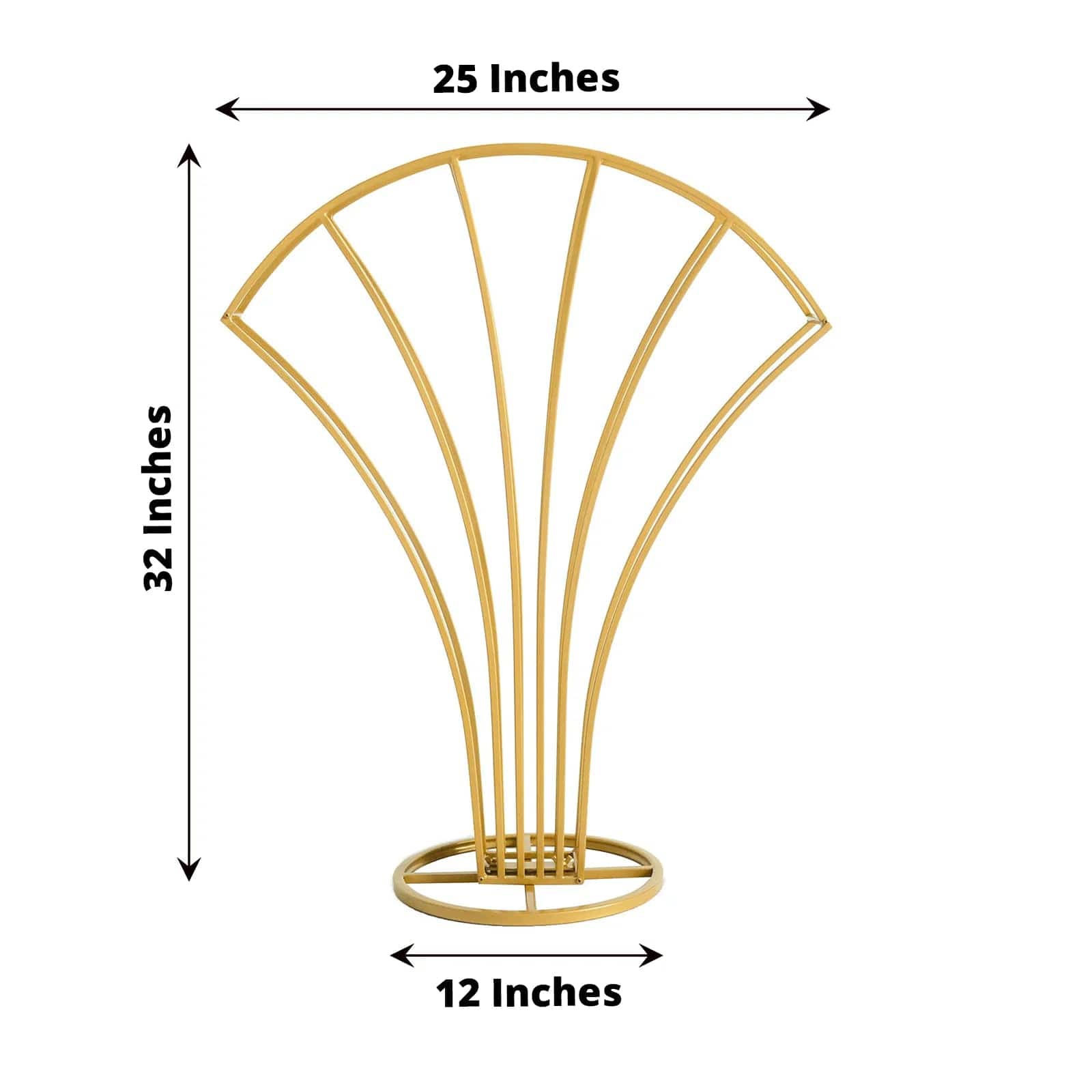 32 Scalloped Fan Metal Flower Display Stand - Gold Table Centerpiece for Weddings, Parties & Home Decor