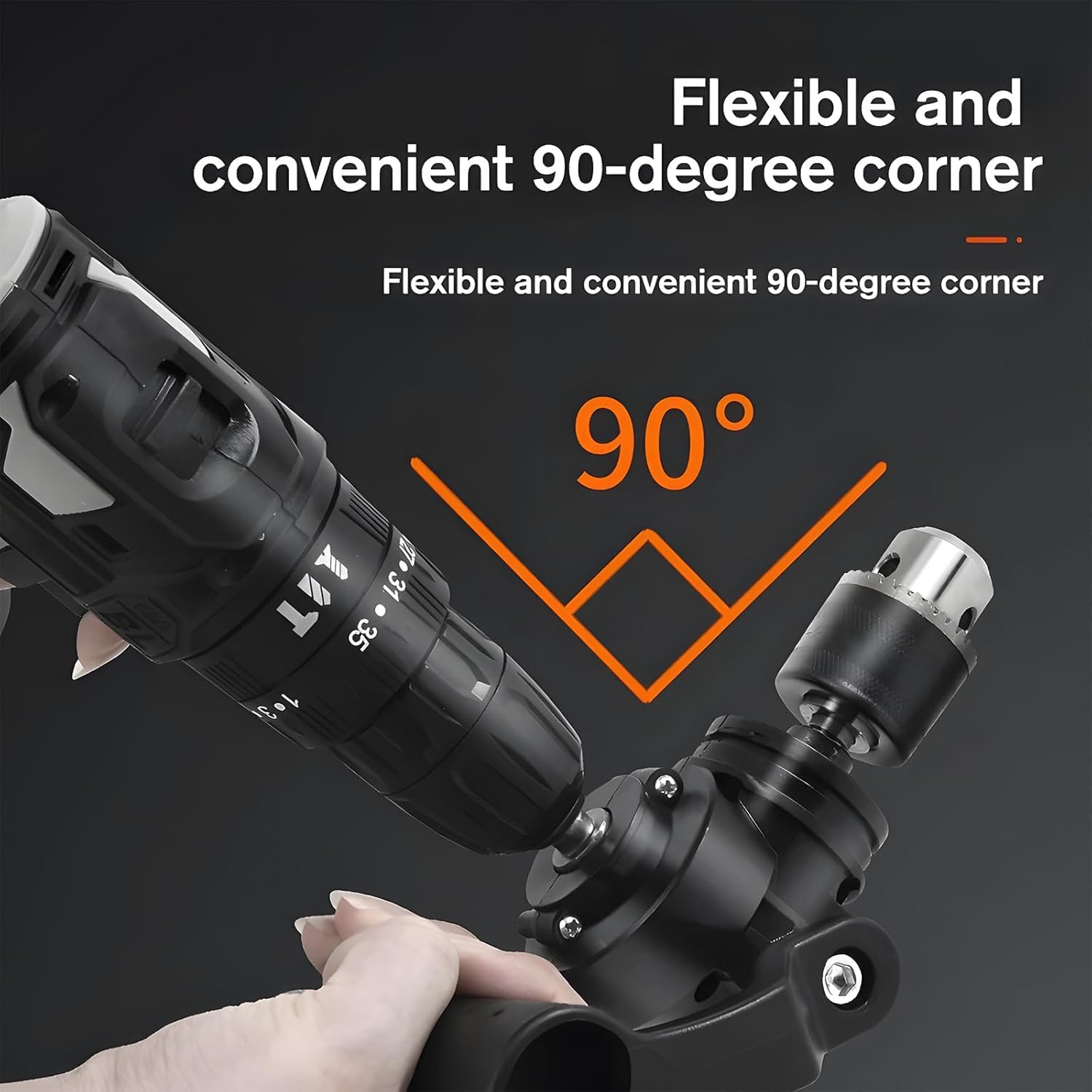 90 Degree Right Angle Drill Attachment - Universal Cordless Drill Adapter for Angle Grinder Conversion | Durable Safety Grinder Guard | Perfect for Tight Spaces, DIY Projects & Professional Use
