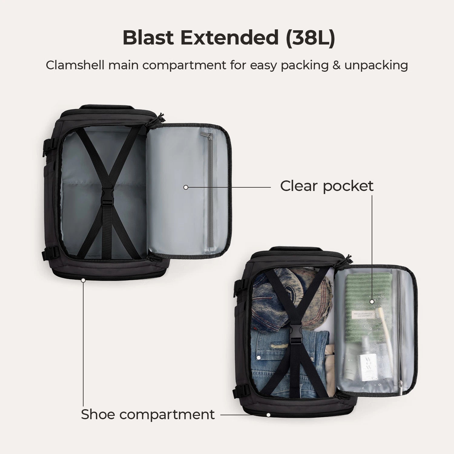 Blast Travel Backpack - Lightweight Waterproof Carry-On Backpack for Men & Women - Perfect for Airplane, Hiking, Camping & Daily Commute