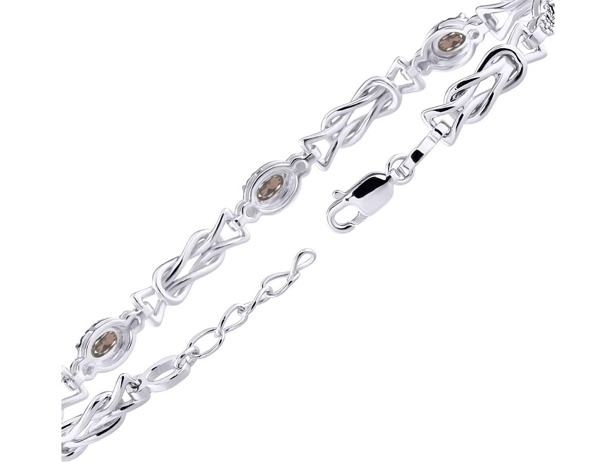 Rylos Sterling Silver Love Knot Tennis Bracelet for Women - Adjustable 7