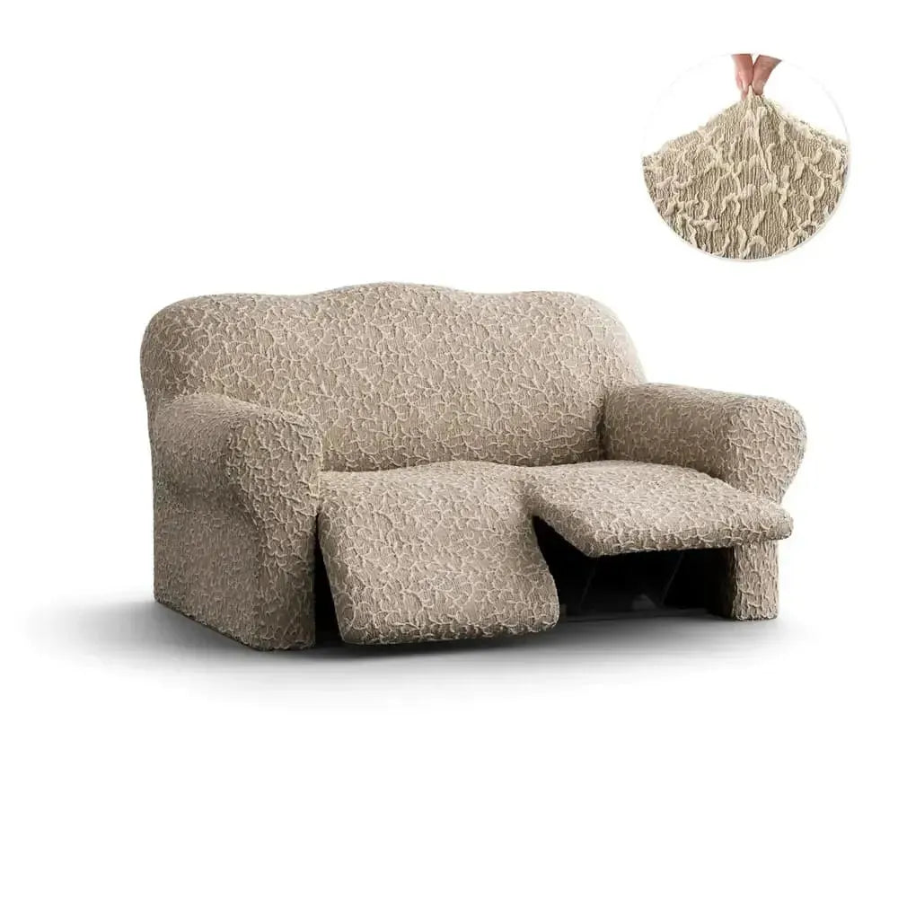 2 Seater Recliner Slipcover - Jacquard 3D Collection Sofa Cover | Stretchable Furniture Protector for Living Room, Bedroom & Home Decor